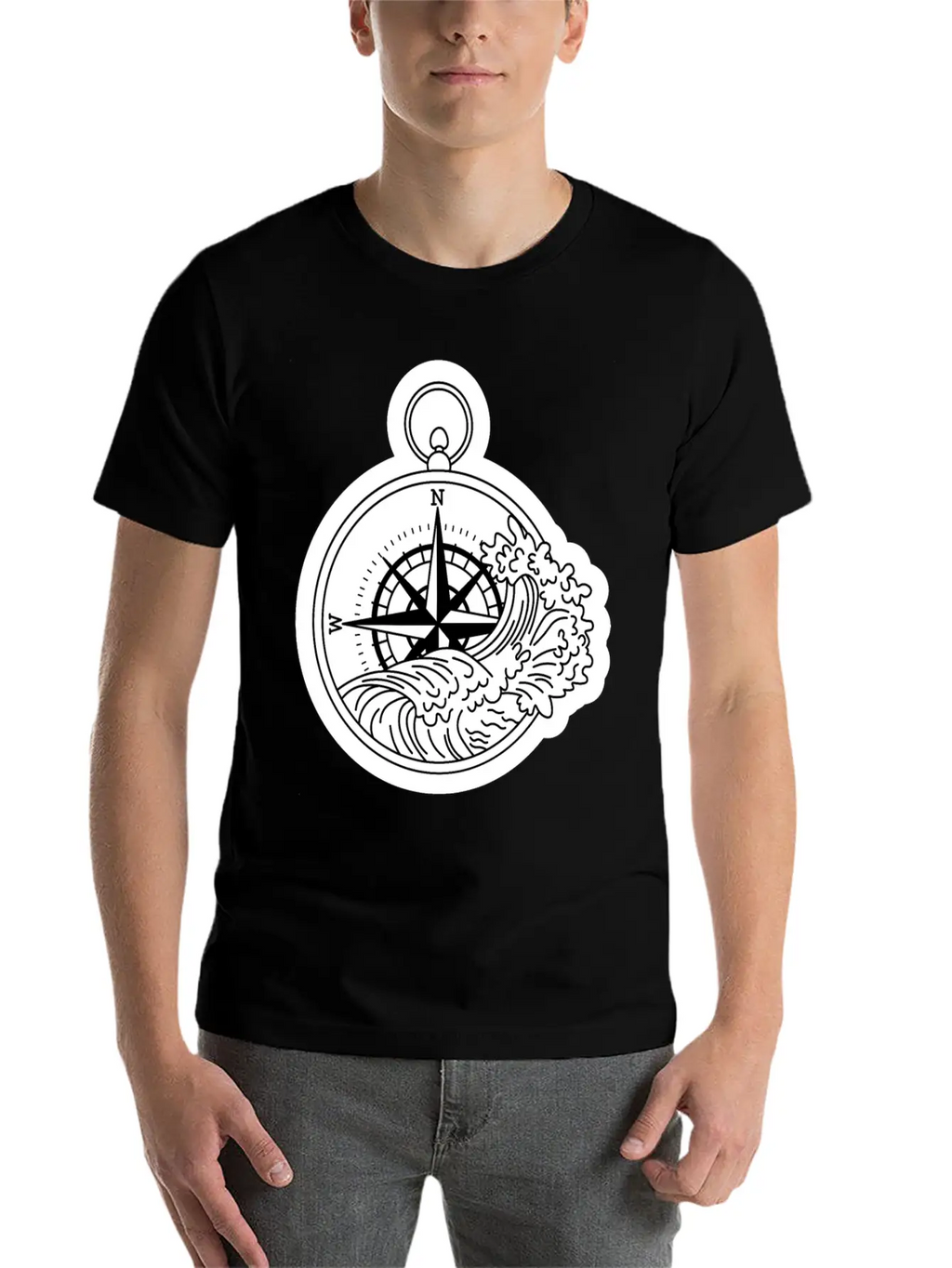 Compass With Compass Rose For Navigation Basic Graphic T-Shirt – Daily Comfort In Soft Cotton
