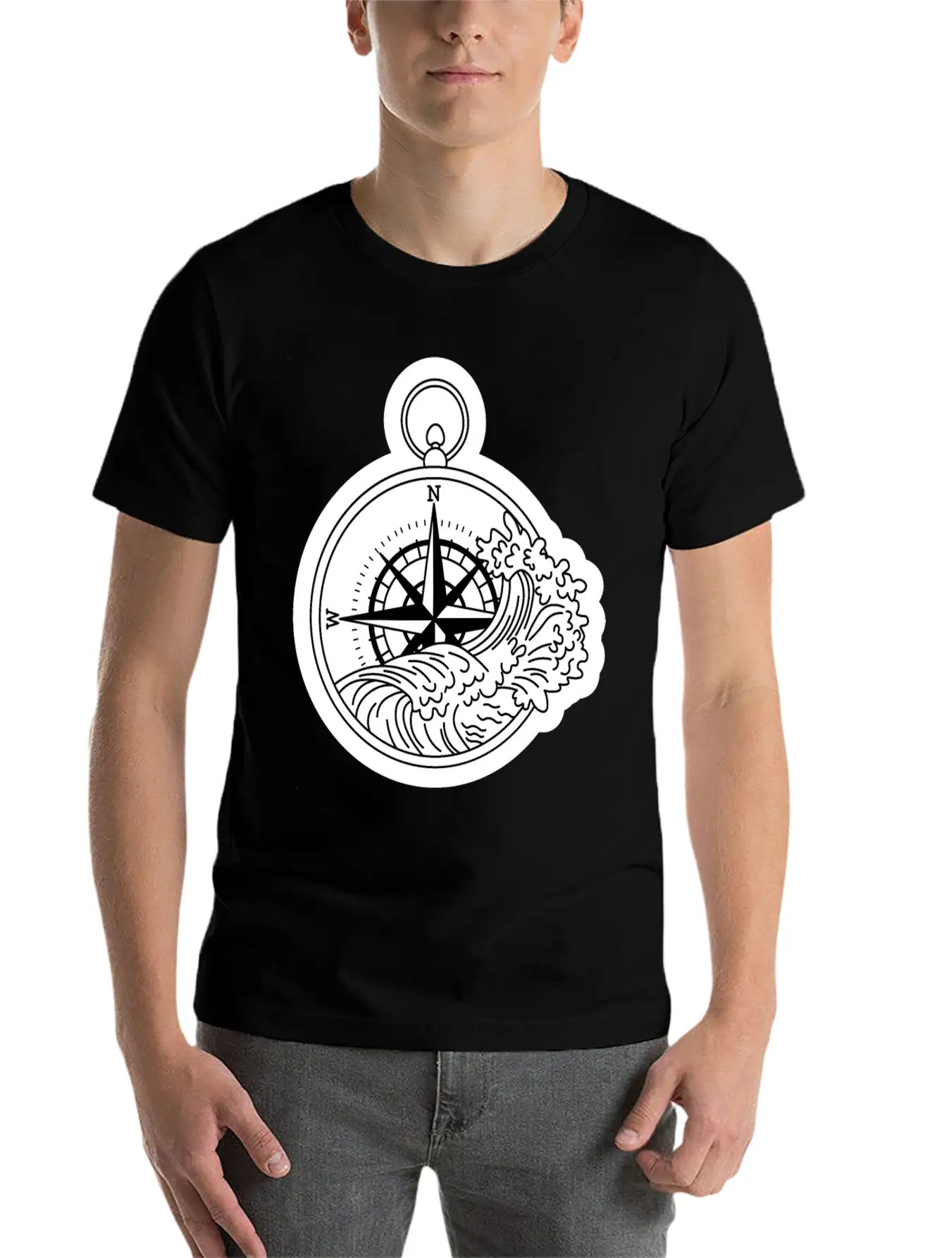 Compass With Compass Rose For Navigation Basic Graphic T-Shirt – Daily Comfort In Soft Cotton