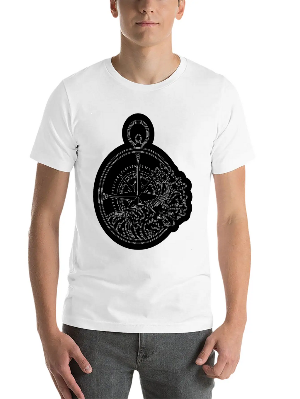 Compass With Compass Rose For Navigation Basic Graphic T-Shirt – Daily Comfort In Soft Cotton