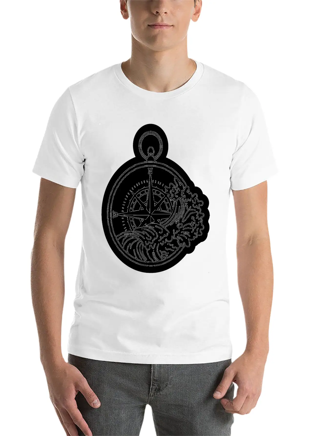 Compass With Compass Rose For Navigation Basic Graphic T-Shirt – Daily Comfort In Soft Cotton