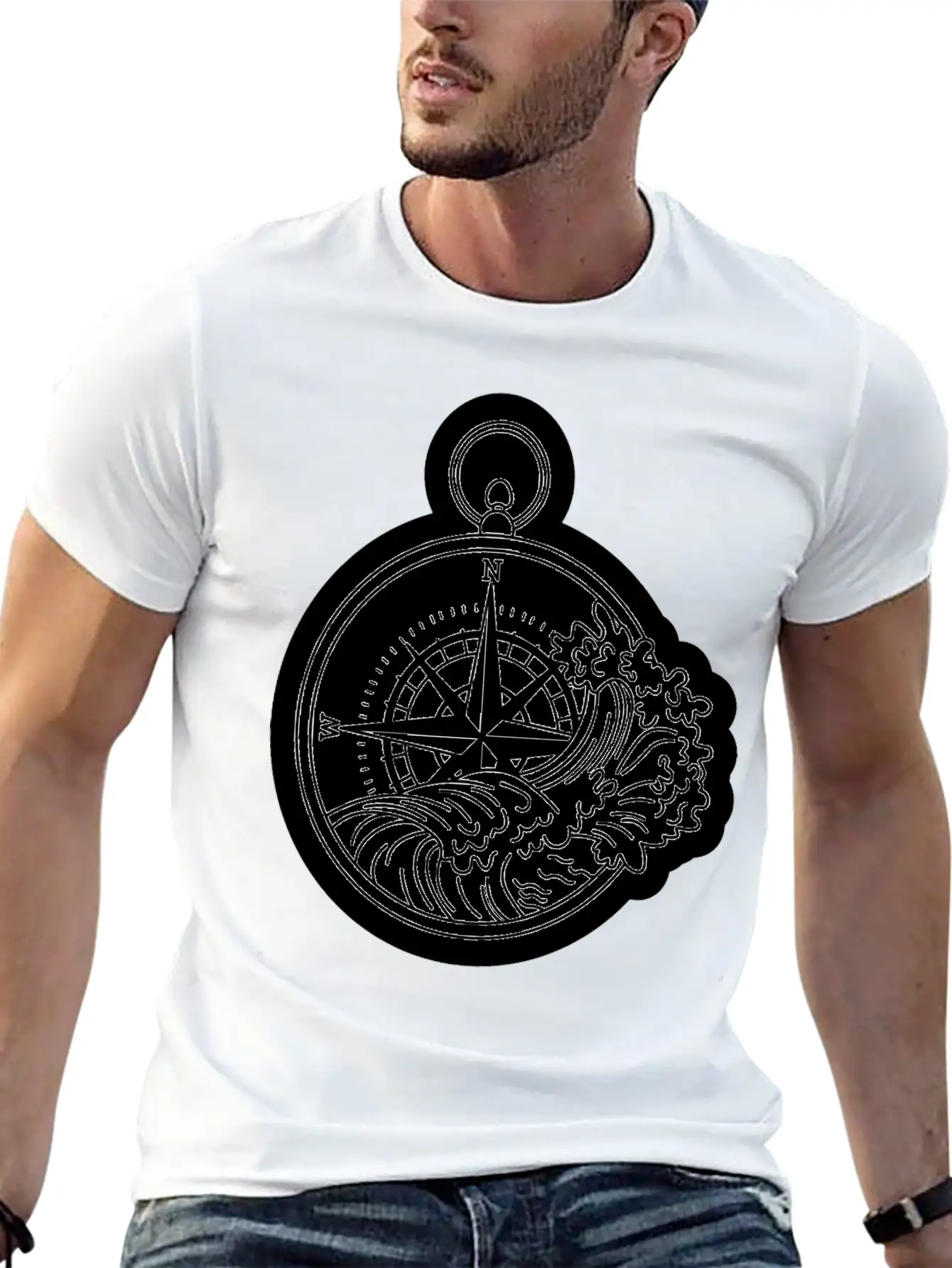 Compass With Compass Rose For Navigation Basic Graphic T-Shirt – Daily Comfort In Soft Cotton