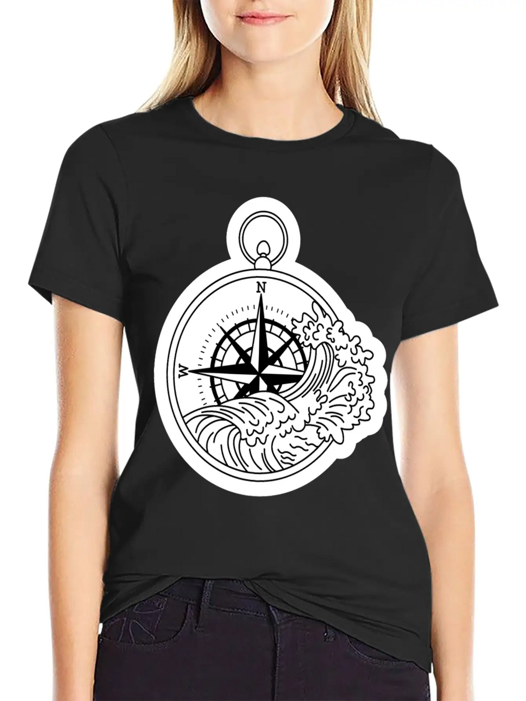 Compass With Compass Rose For Navigation Basic Graphic T-Shirt – Daily Comfort In Soft Cotton