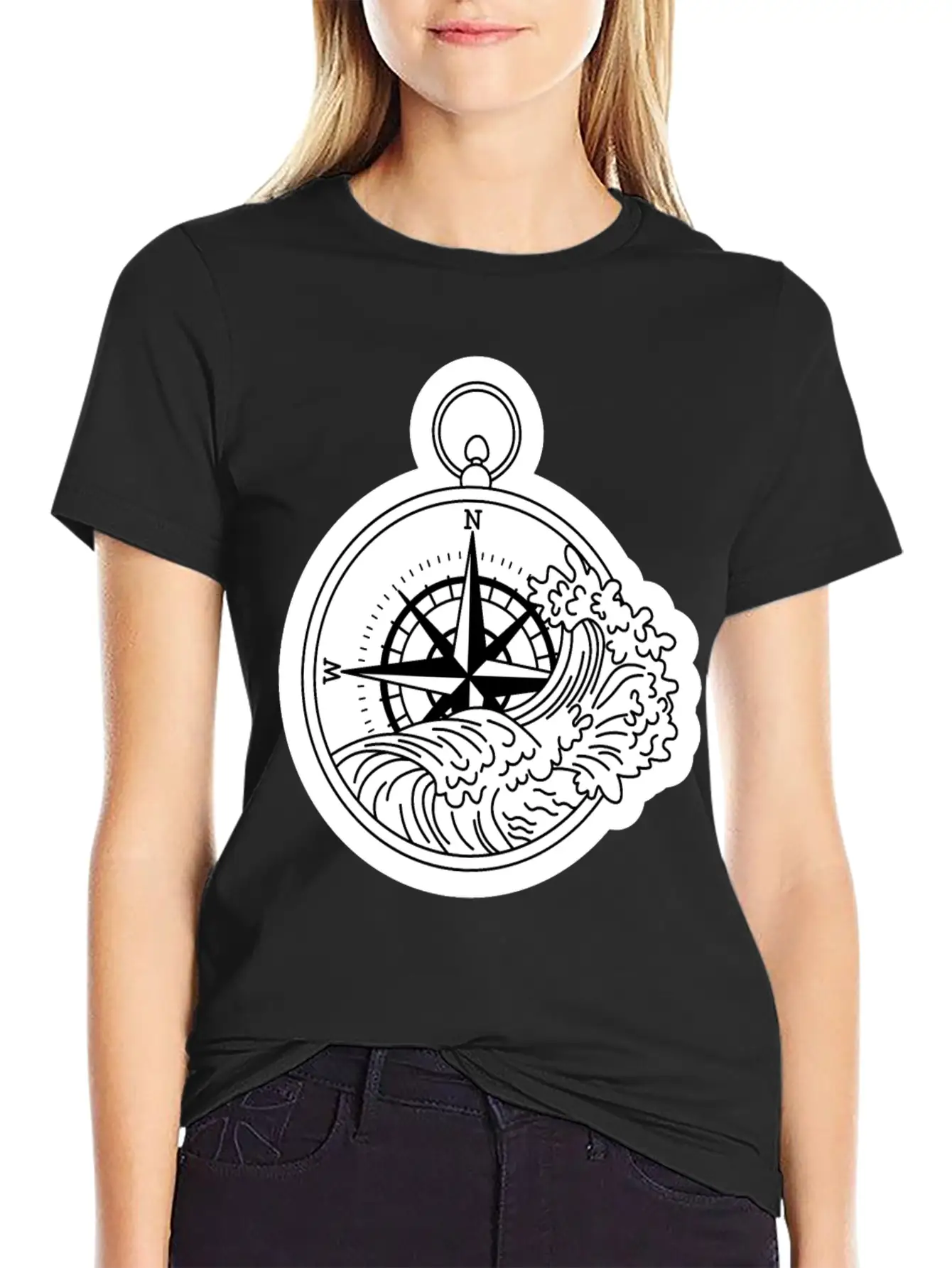 Compass With Compass Rose For Navigation Basic Graphic T-Shirt – Daily Comfort In Soft Cotton