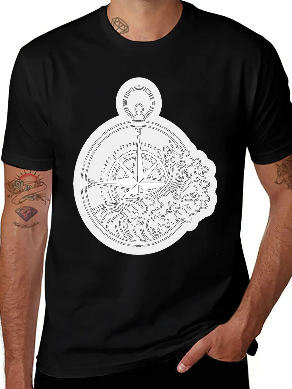 Compass With Compass Rose For Navigation Breathable Graphic T-Shirt – Perfect For Casual Days