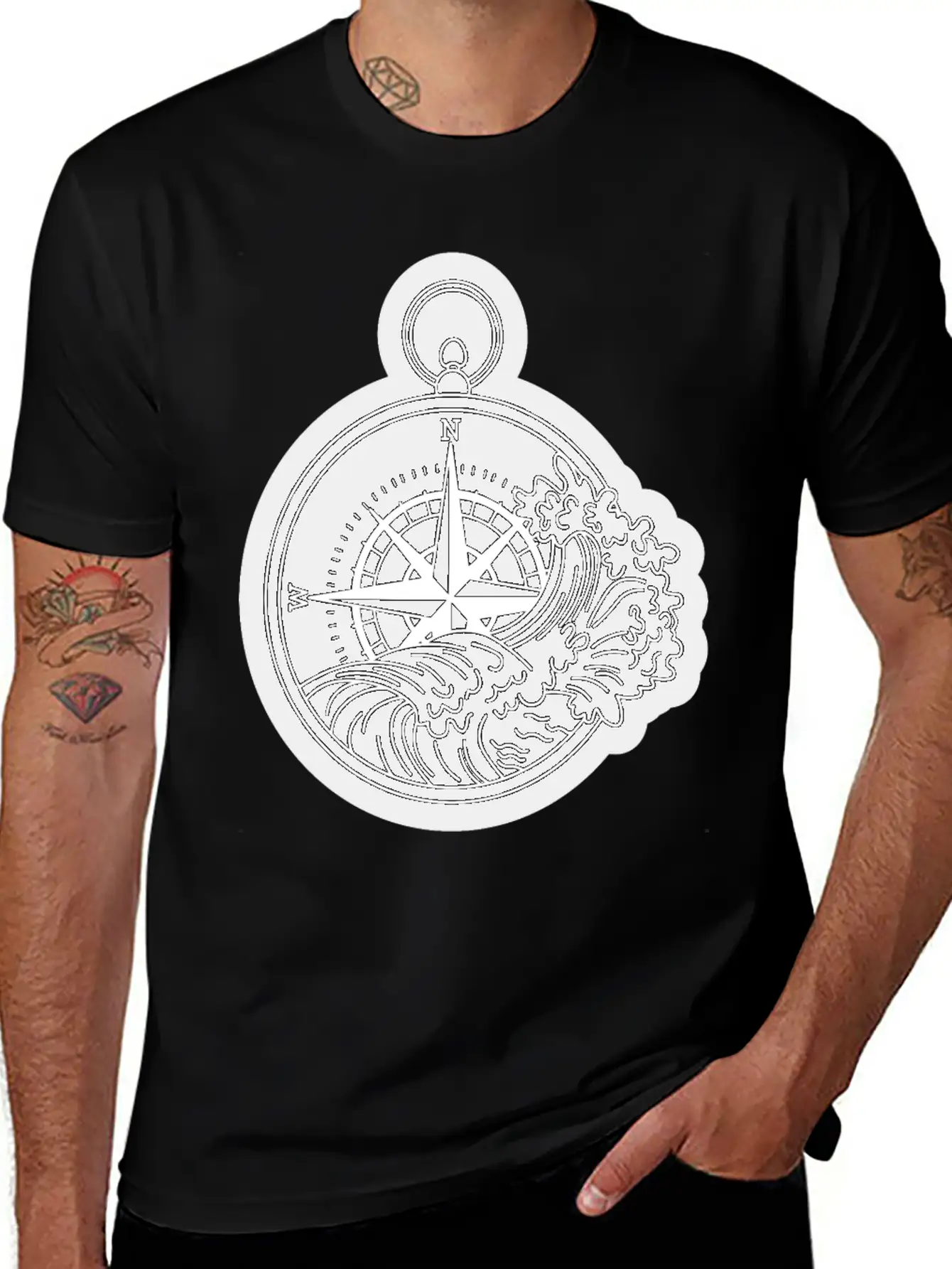 Compass With Compass Rose For Navigation Breathable Graphic T-Shirt – Perfect For Casual Days