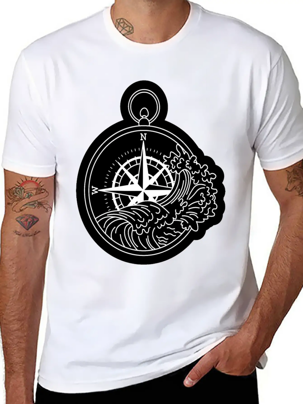 Compass With Compass Rose For Navigation Breathable Graphic T-Shirt – Perfect For Casual Days