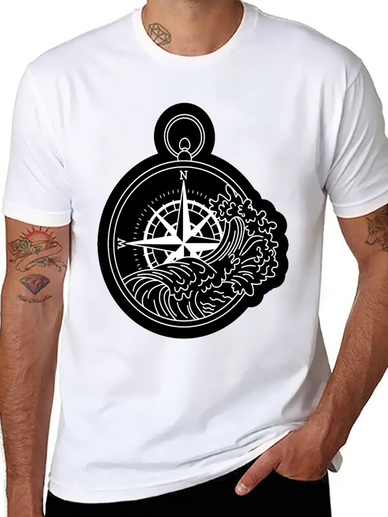 Compass With Compass Rose For Navigation Breathable Graphic T-Shirt – Perfect For Casual Days