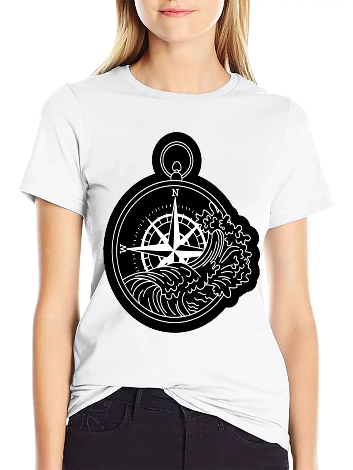 Compass With Compass Rose For Navigation Breathable Graphic T-Shirt – Perfect For Casual Days