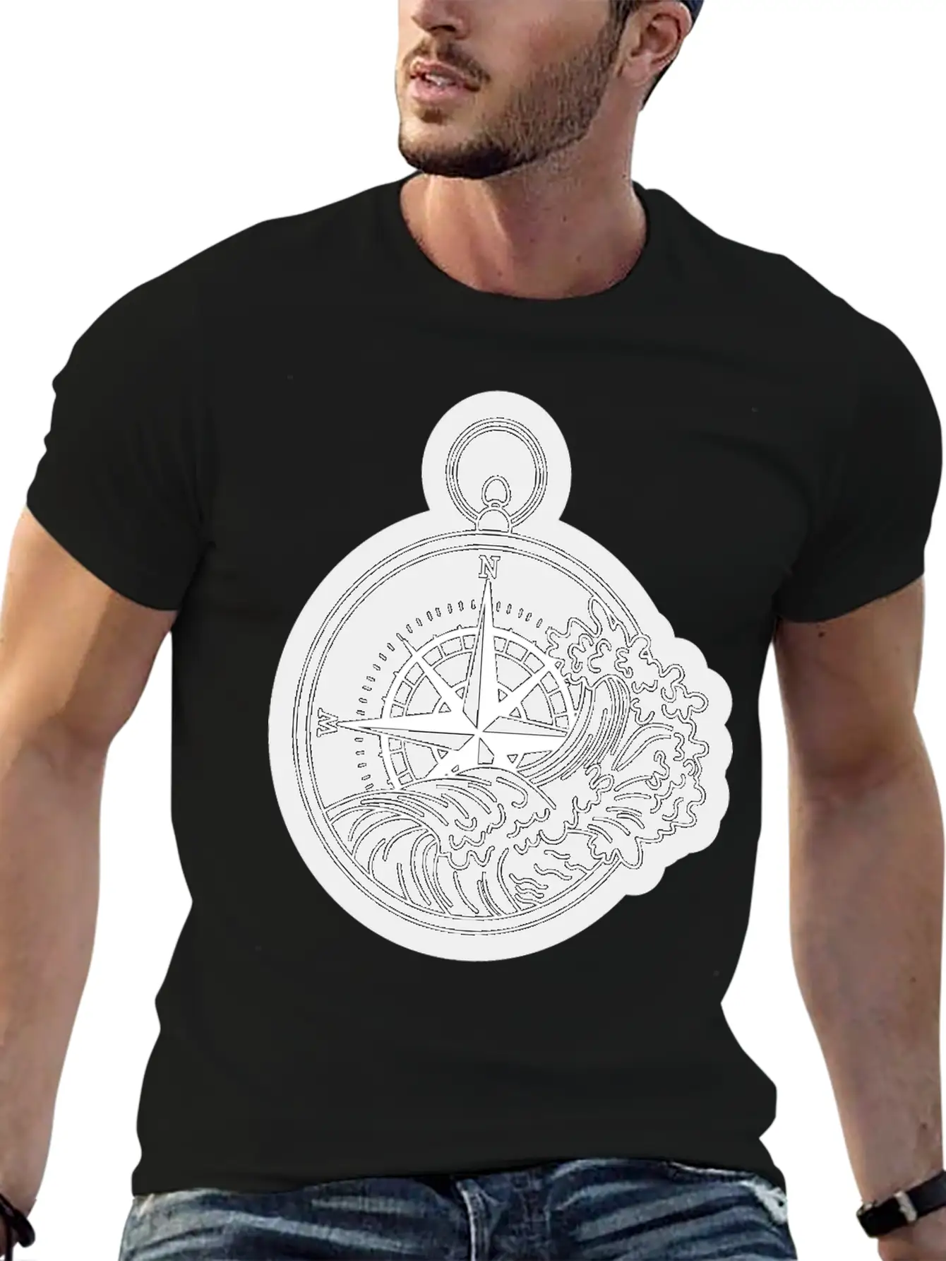 Compass With Compass Rose For Navigation Breathable Graphic T-Shirt – Perfect For Casual Days