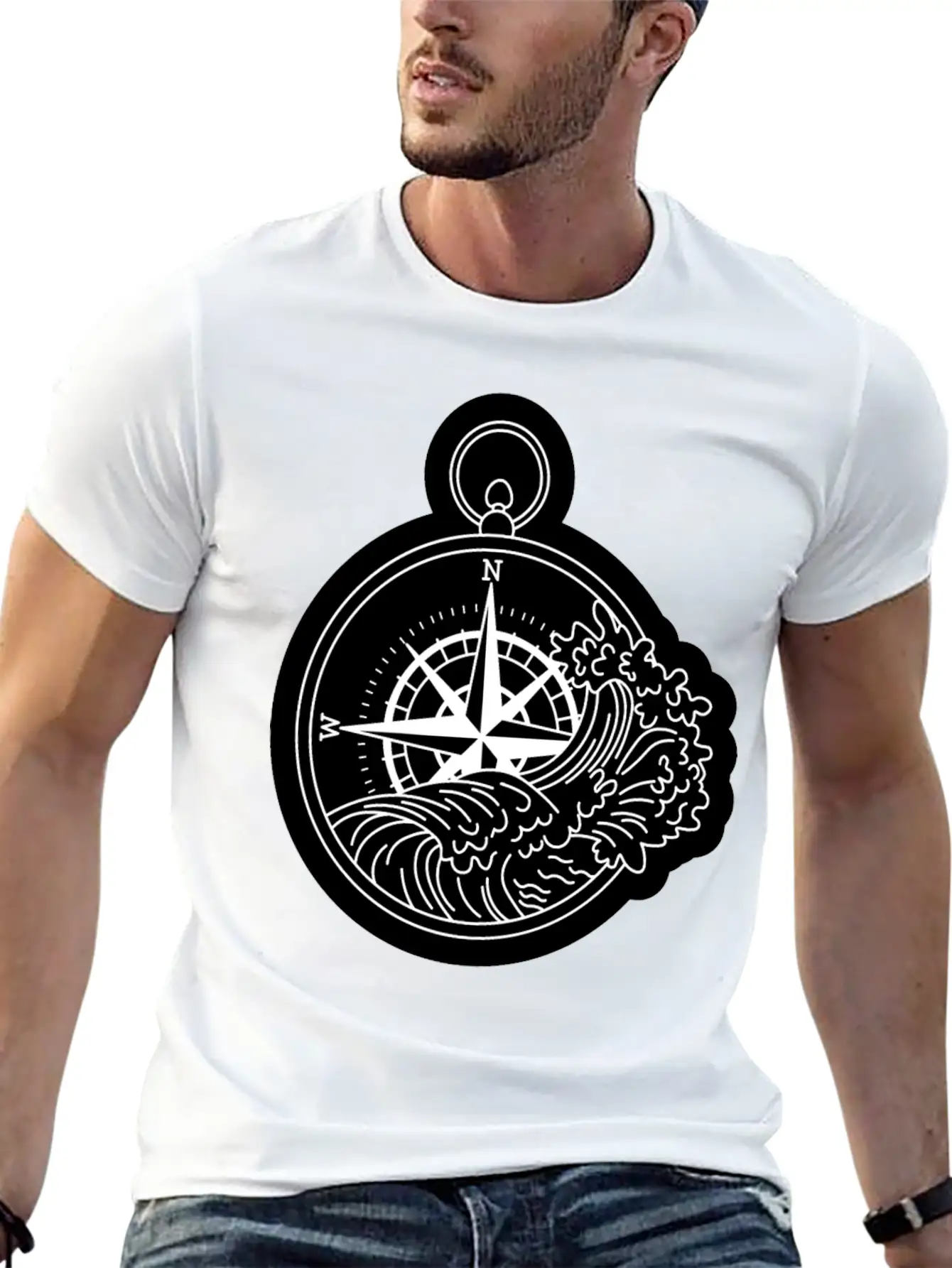 Compass With Compass Rose For Navigation Breathable Graphic T-Shirt – Perfect For Casual Days