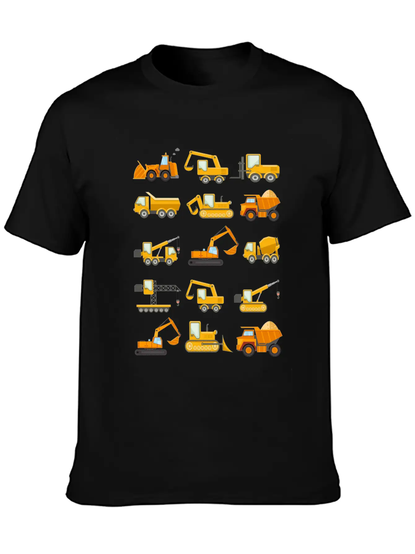 Construction Diggers Trucks Vehicles Design Essential Cotton Tee For Daily Outfits – Unisex Style