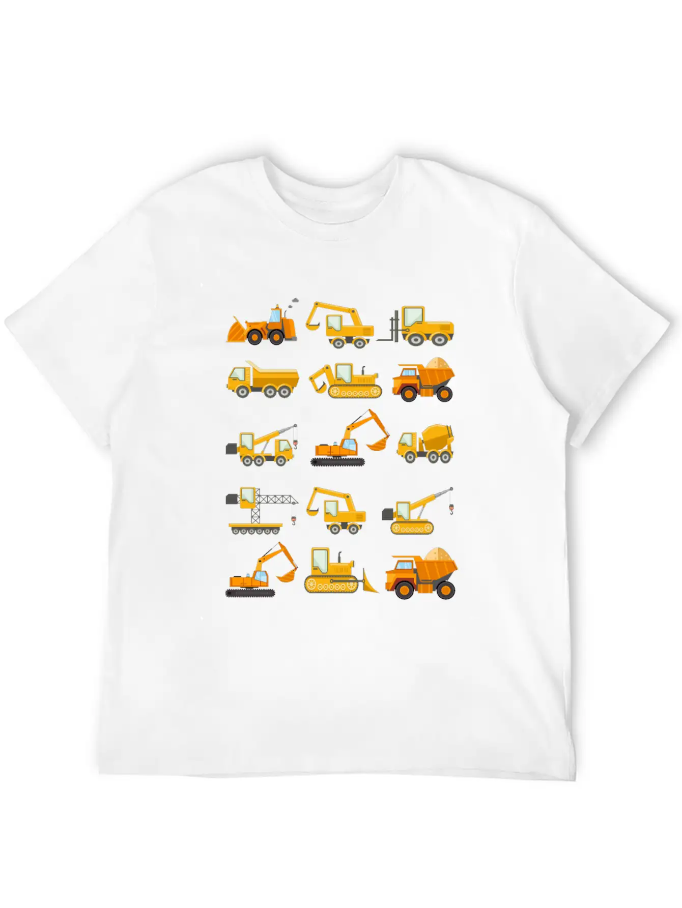 Construction Diggers Trucks Vehicles Design Essential Cotton Tee For Daily Outfits – Unisex Style