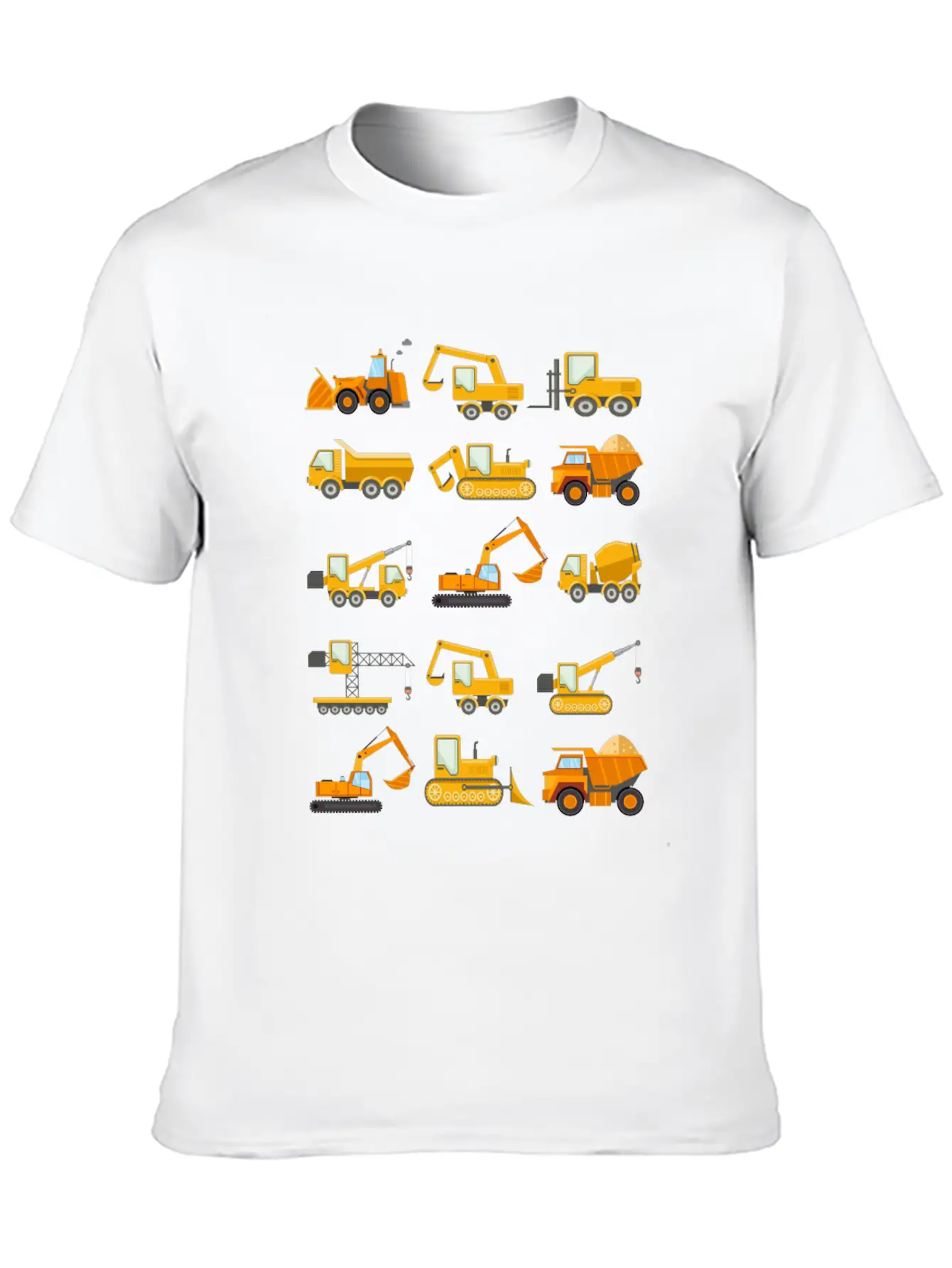 Construction Diggers Trucks Vehicles Design Essential Cotton Tee For Daily Outfits – Unisex Style
