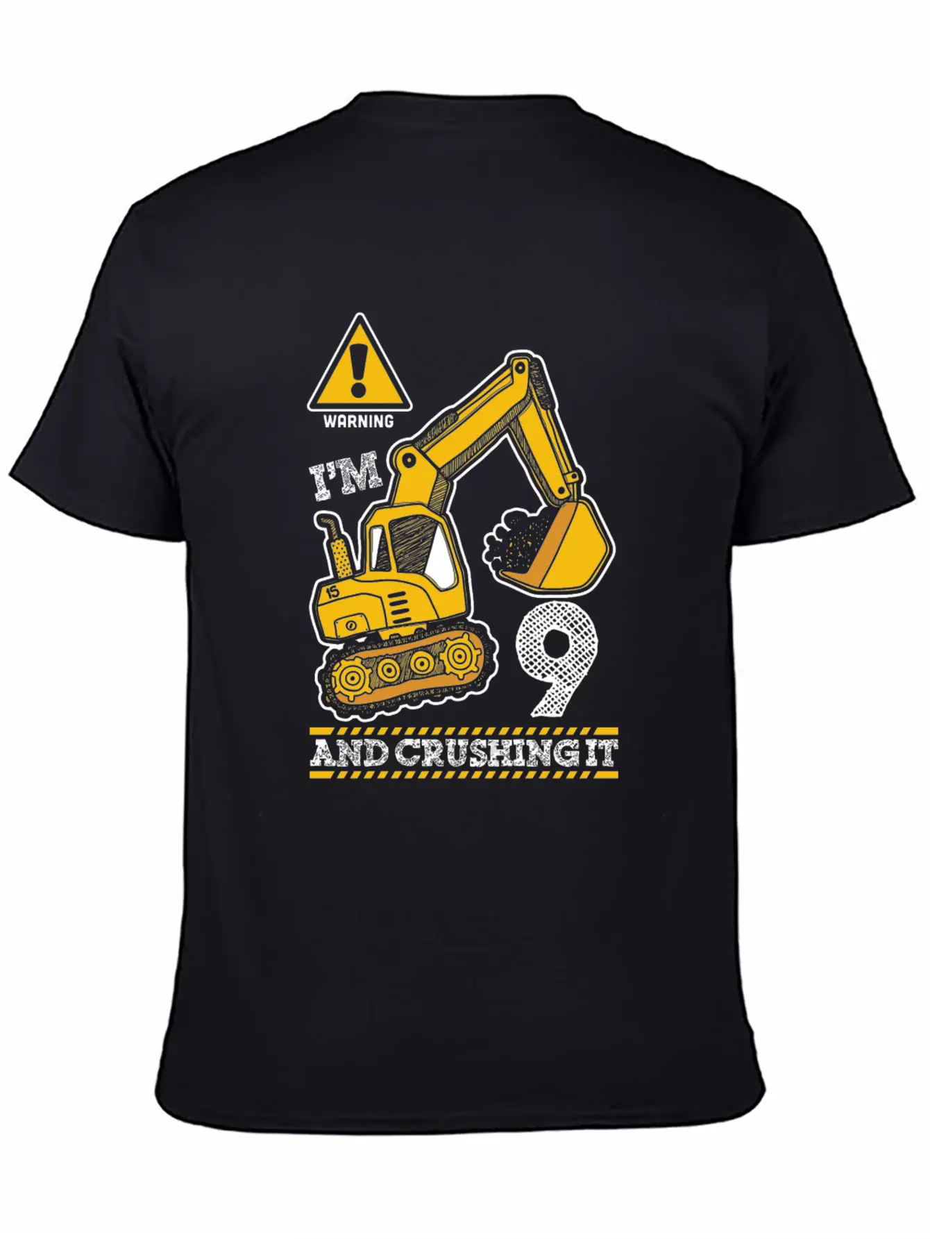 Construction Truck 9Th Birthday 9 Years Old Digger Stylish Everyday T-Shirt – Unisex Basic Cotton Tee
