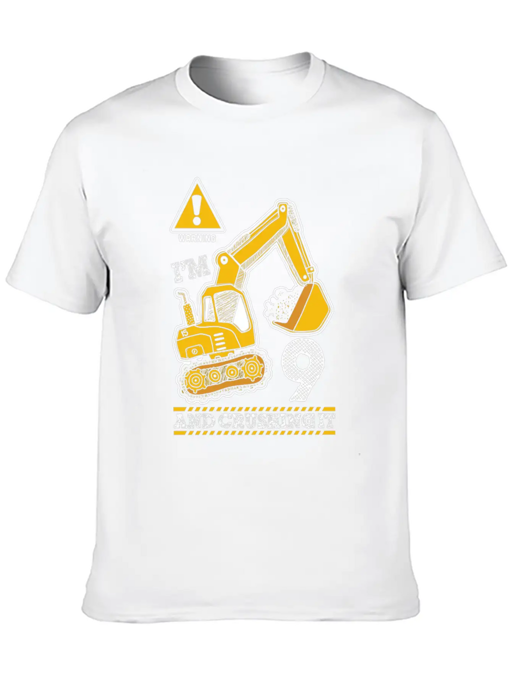Construction Truck 9Th Birthday 9 Years Old Digger Stylish Everyday T-Shirt – Unisex Basic Cotton Tee