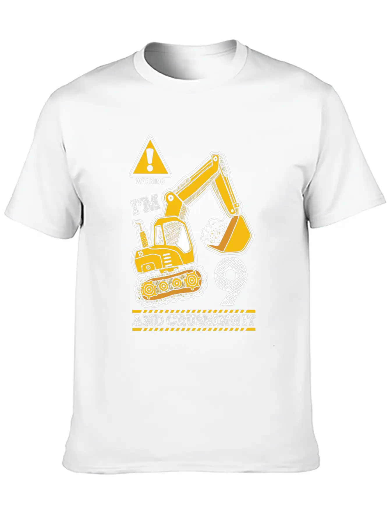 Construction Truck 9Th Birthday 9 Years Old Digger Stylish Everyday T-Shirt – Unisex Basic Cotton Tee