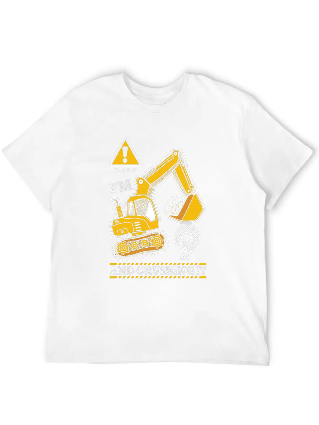 Construction Truck 9Th Birthday 9 Years Old Digger Stylish Everyday T-Shirt – Unisex Basic Cotton Tee