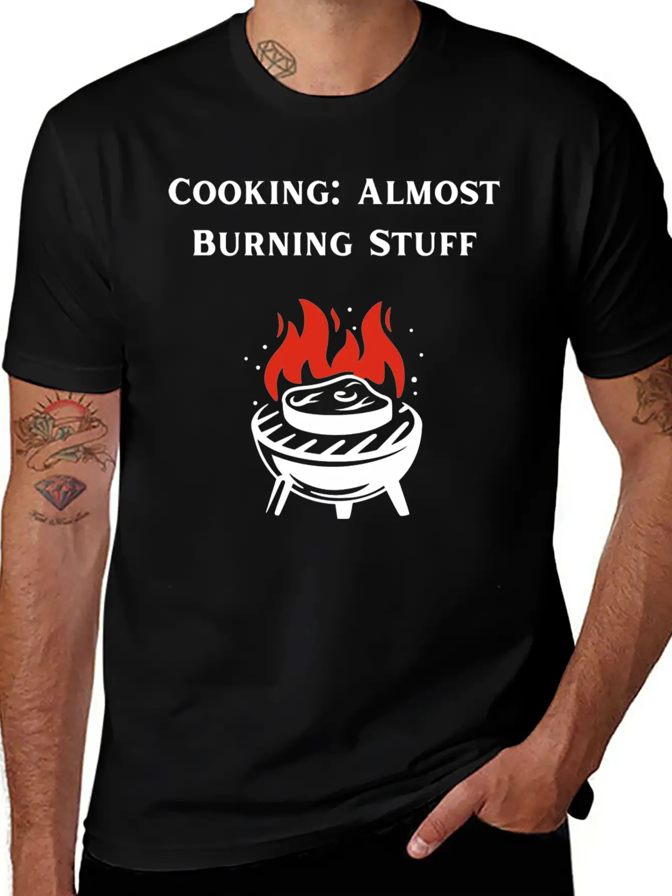 Cooking Definition Funny Cooking Is Almost Burning Stylish Everyday T-Shirt – Unisex Basic Cotton Tee