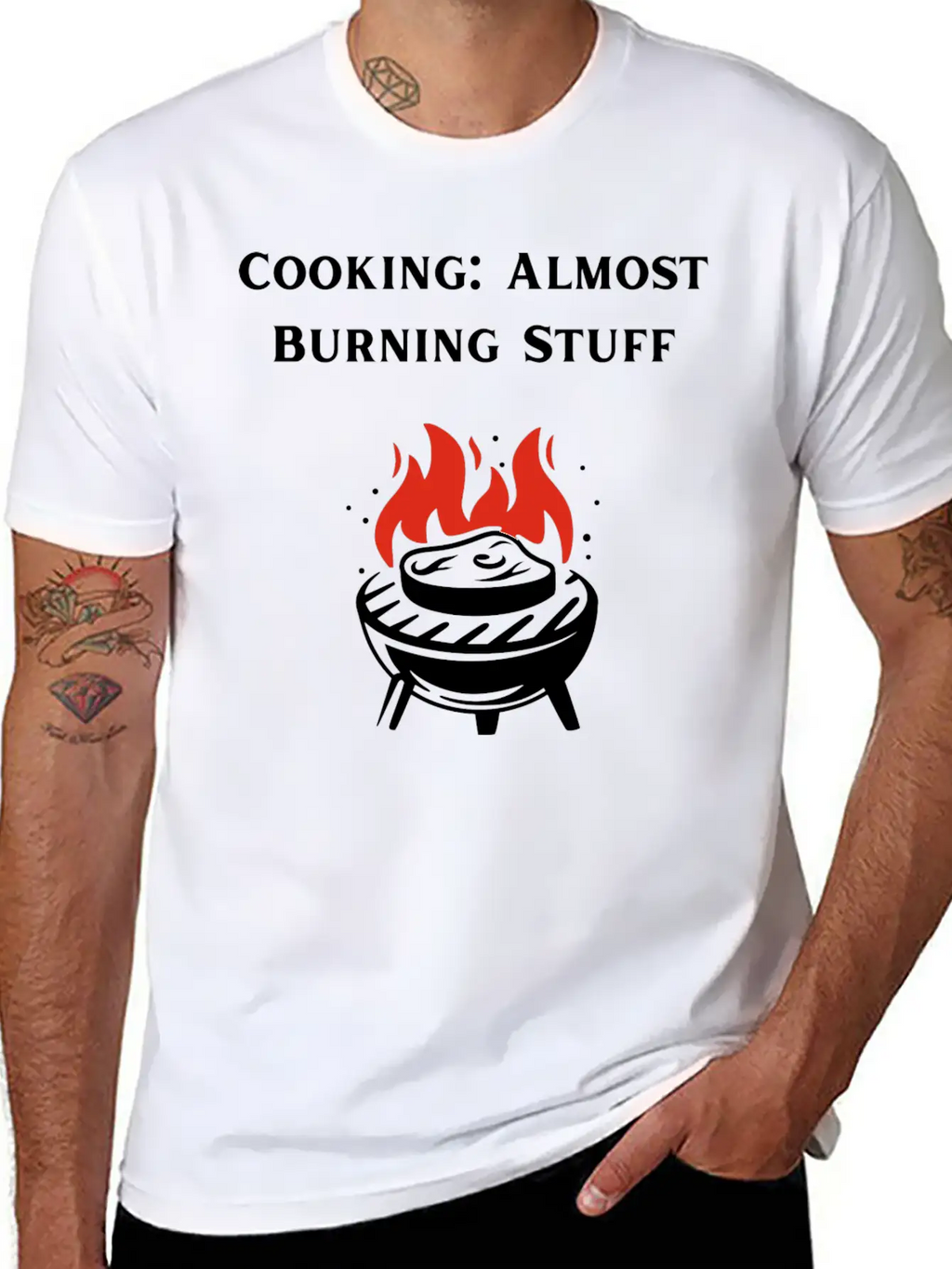 Cooking Definition Funny Cooking Is Almost Burning Stylish Everyday T-Shirt – Unisex Basic Cotton Tee