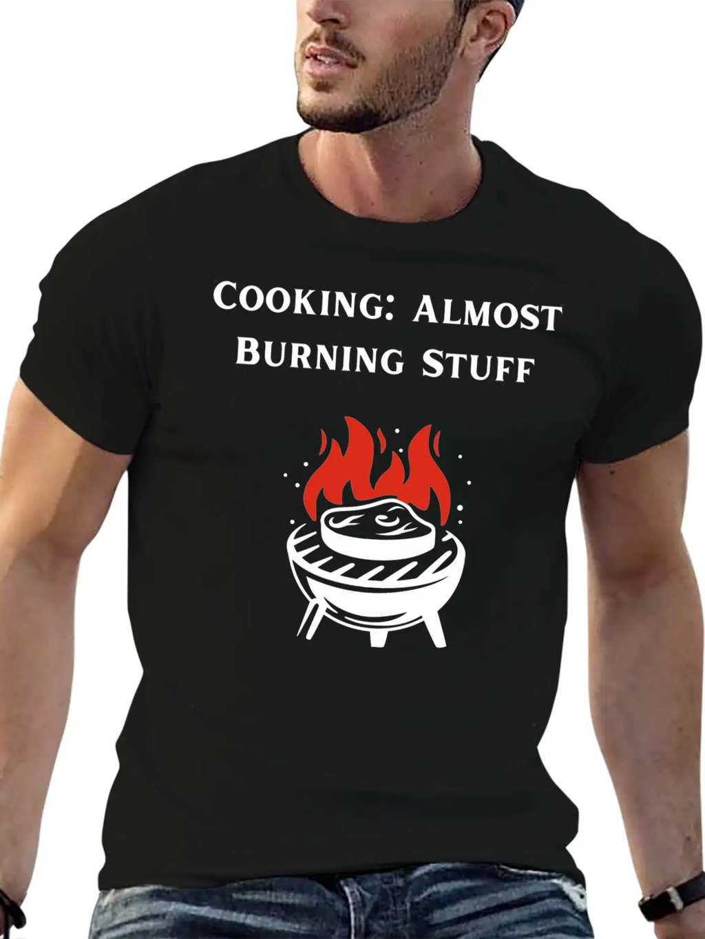 Cooking Definition Funny Cooking Is Almost Burning Stylish Everyday T-Shirt – Unisex Basic Cotton Tee