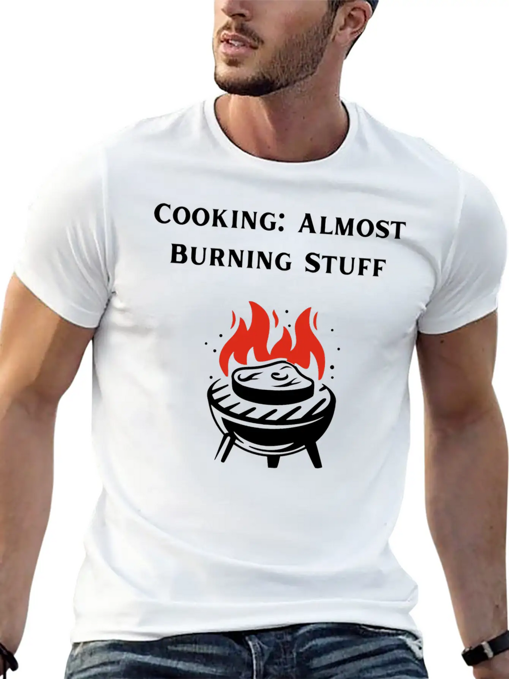 Cooking Definition Funny Cooking Is Almost Burning Stylish Everyday T-Shirt – Unisex Basic Cotton Tee