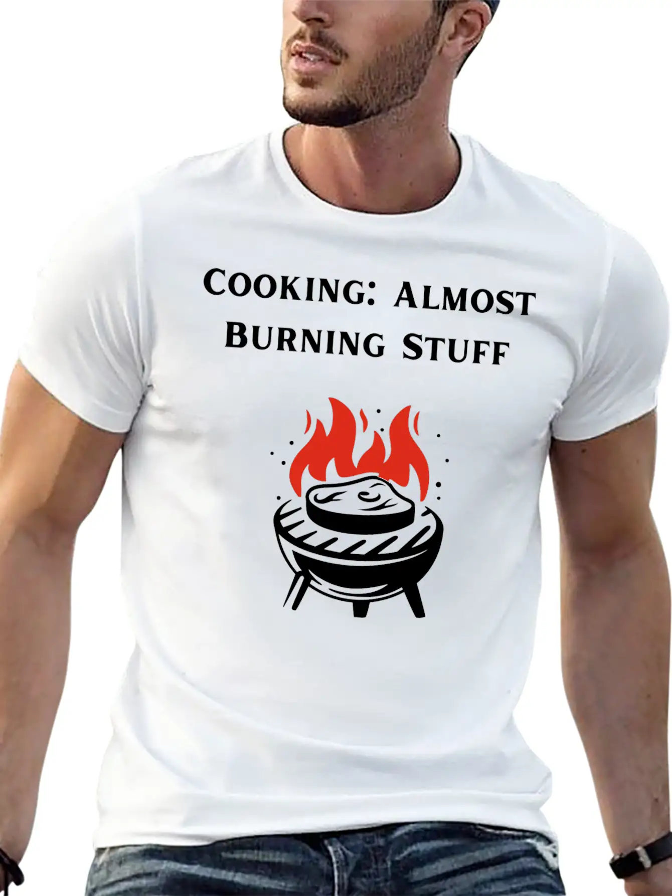 Cooking Definition Funny Cooking Is Almost Burning Stylish Everyday T-Shirt – Unisex Basic Cotton Tee