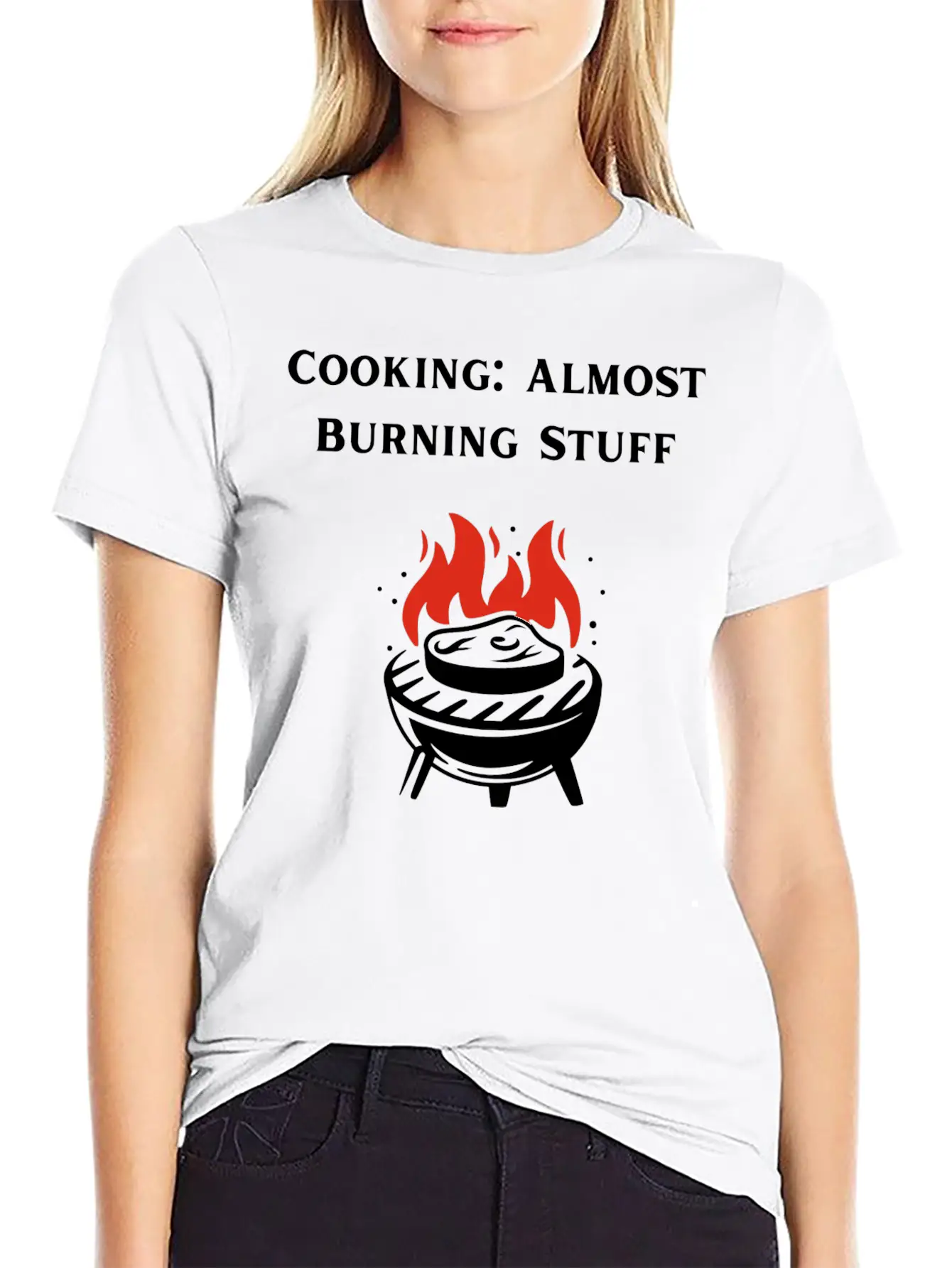 Cooking Definition Funny Cooking Is Almost Burning Stylish Everyday T-Shirt – Unisex Basic Cotton Tee
