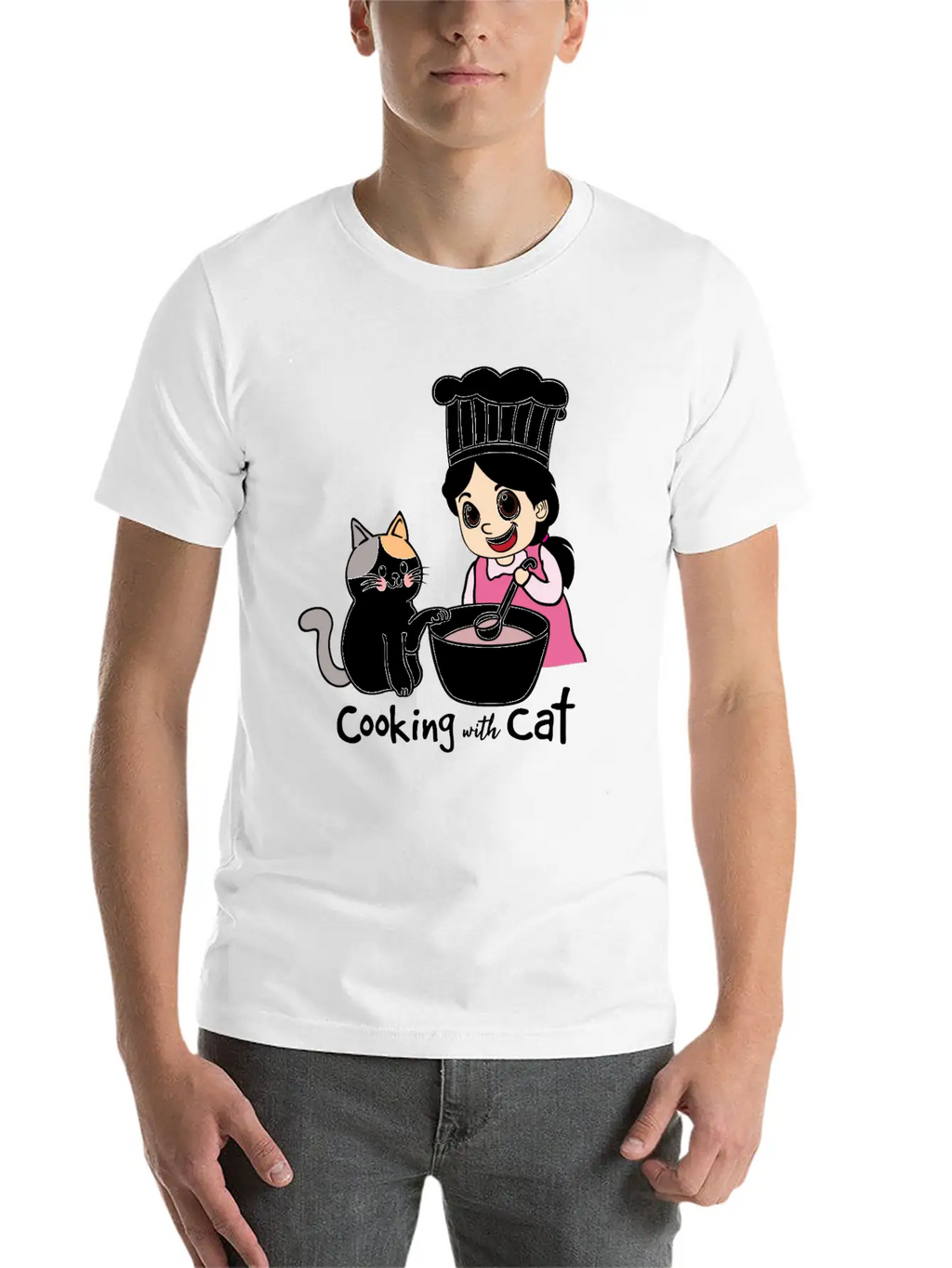 Cooking With Cat Breathable Graphic T-Shirt – Perfect For Casual Days