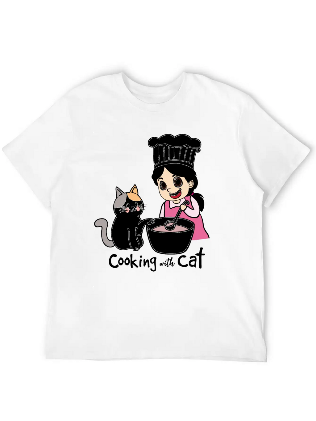 Cooking With Cat Breathable Graphic T-Shirt – Perfect For Casual Days