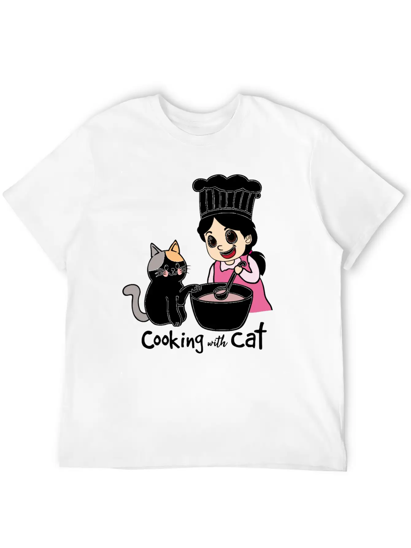Cooking With Cat Breathable Graphic T-Shirt – Perfect For Casual Days
