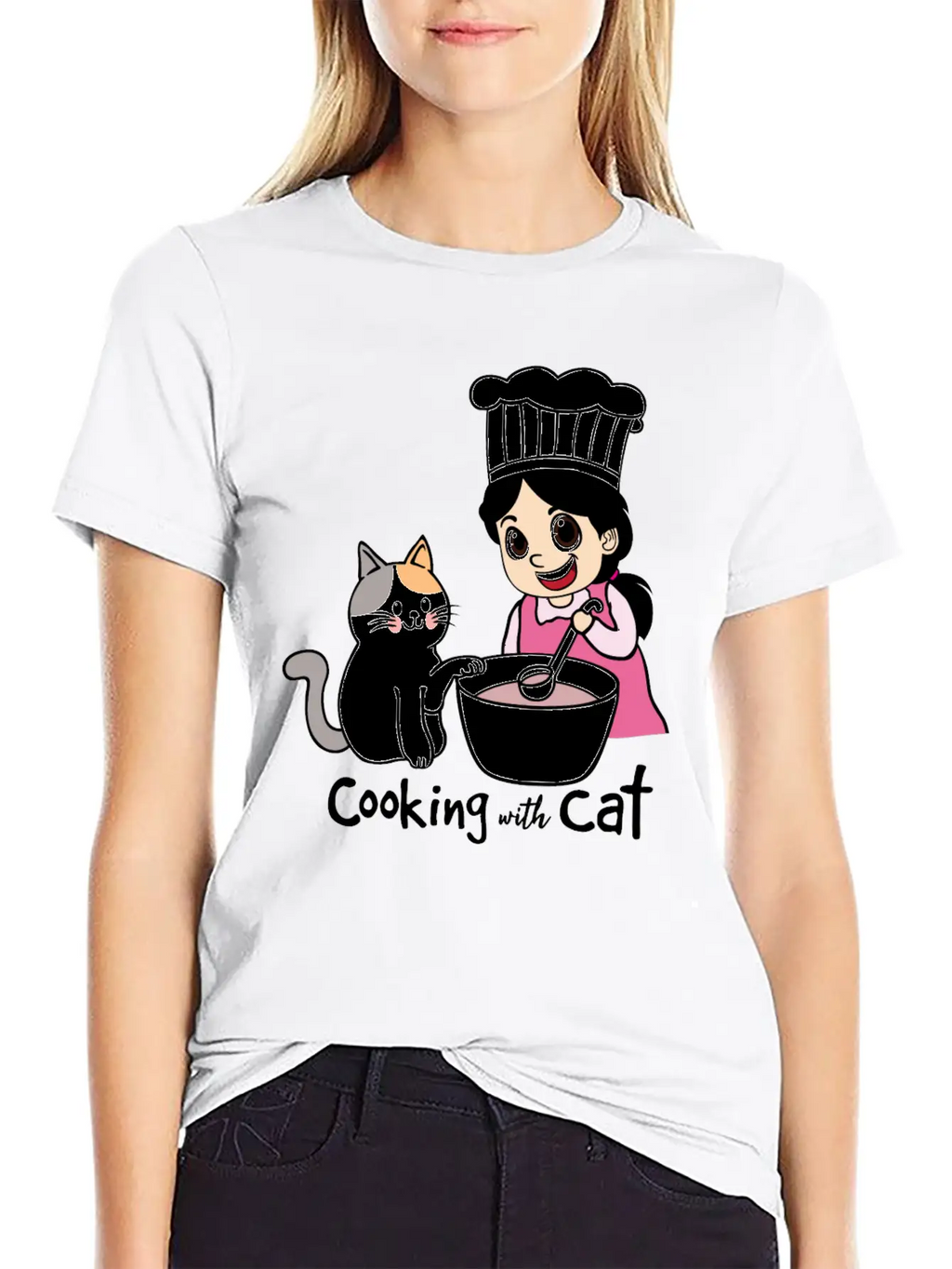 Cooking With Cat Breathable Graphic T-Shirt – Perfect For Casual Days