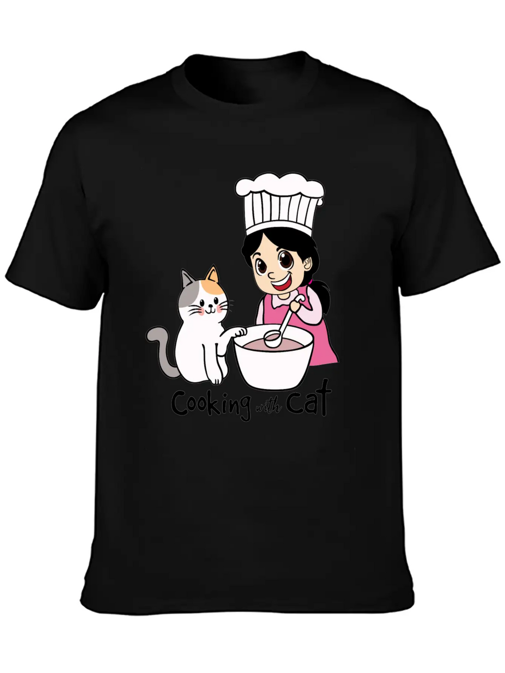 Cooking With Cat Breathable Graphic T-Shirt – Perfect For Casual Days
