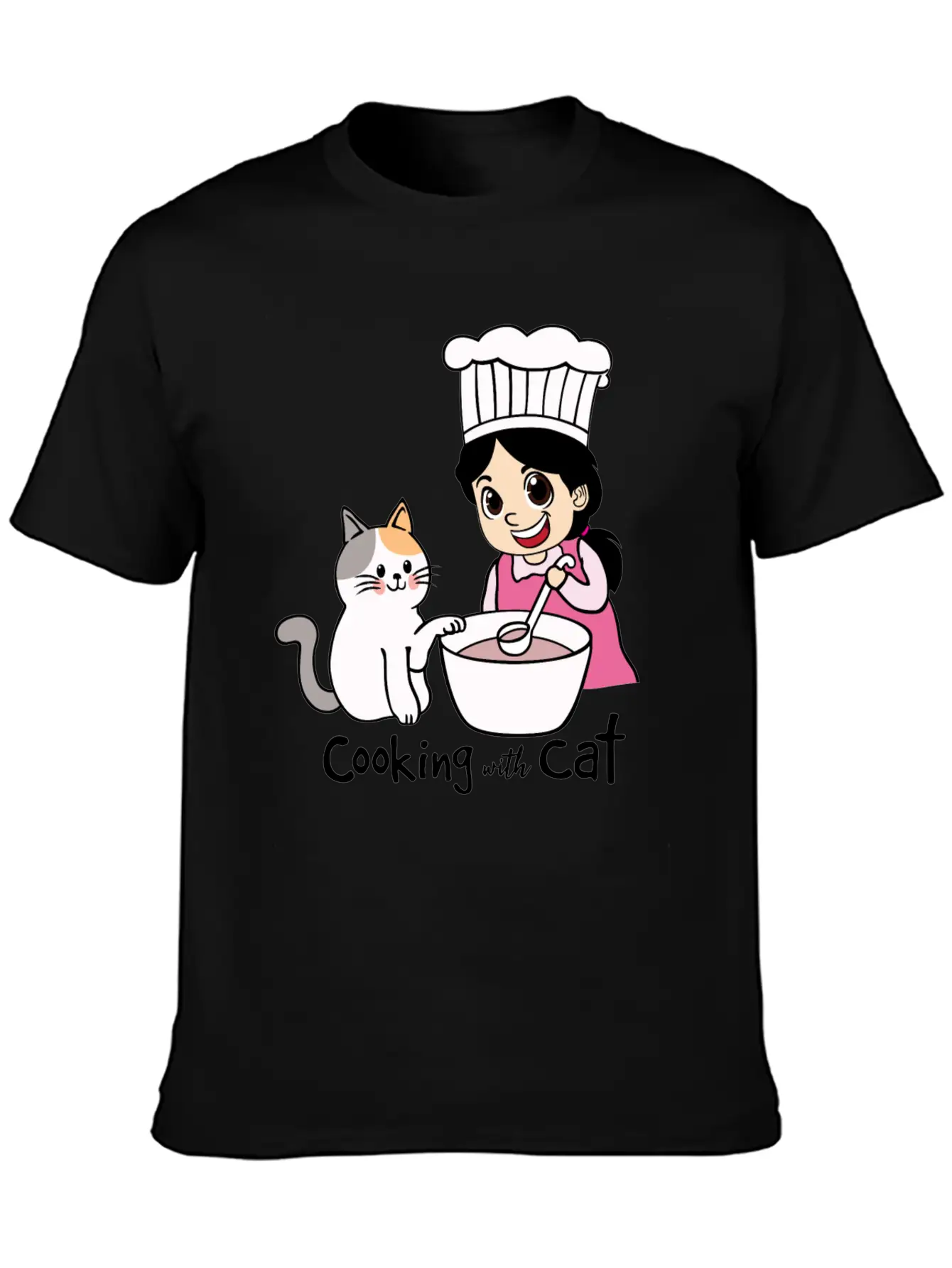Cooking With Cat Breathable Graphic T-Shirt – Perfect For Casual Days