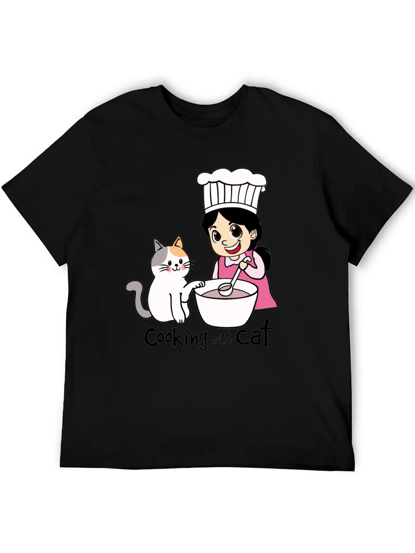 Cooking With Cat Breathable Graphic T-Shirt – Perfect For Casual Days
