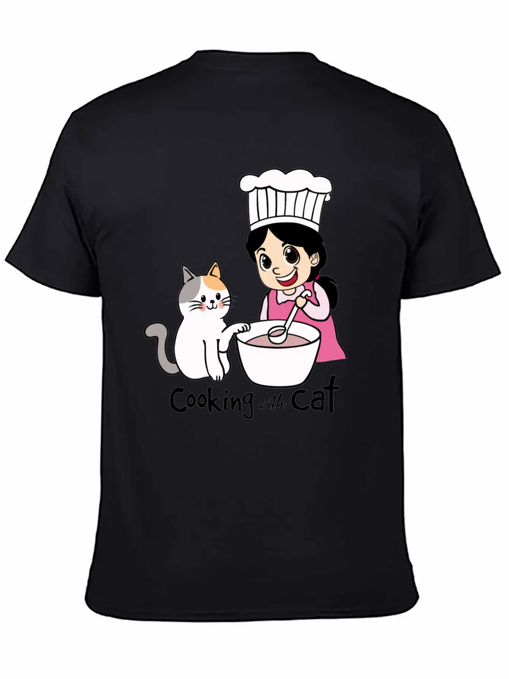 Cooking With Cat Breathable Graphic T-Shirt – Perfect For Casual Days