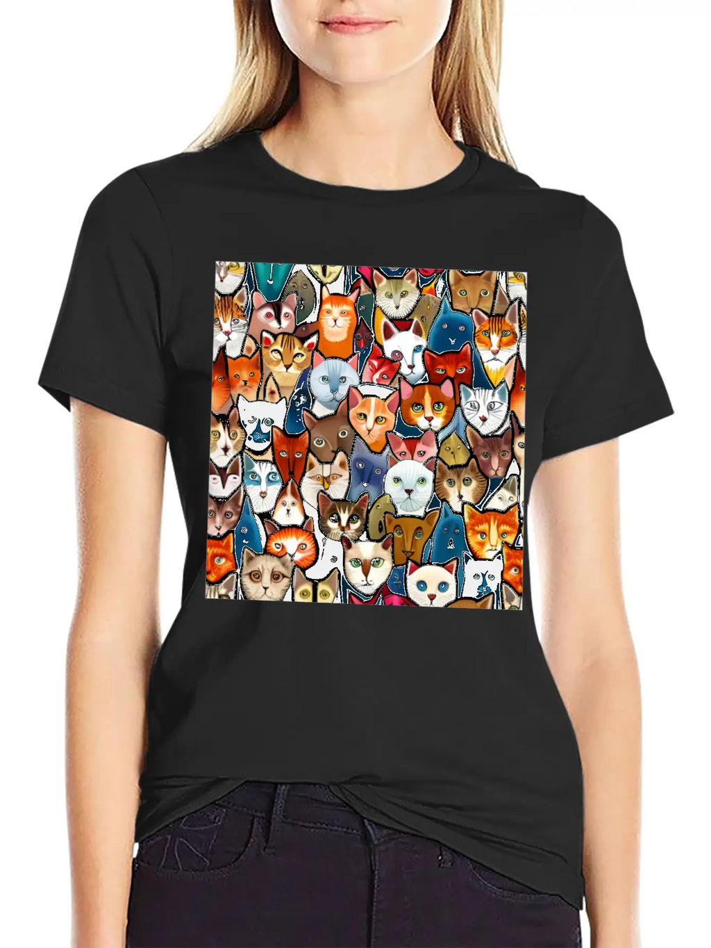 Cool Cat Collage Unisex Casual T-Shirt – Clean Design For Daily Comfort
