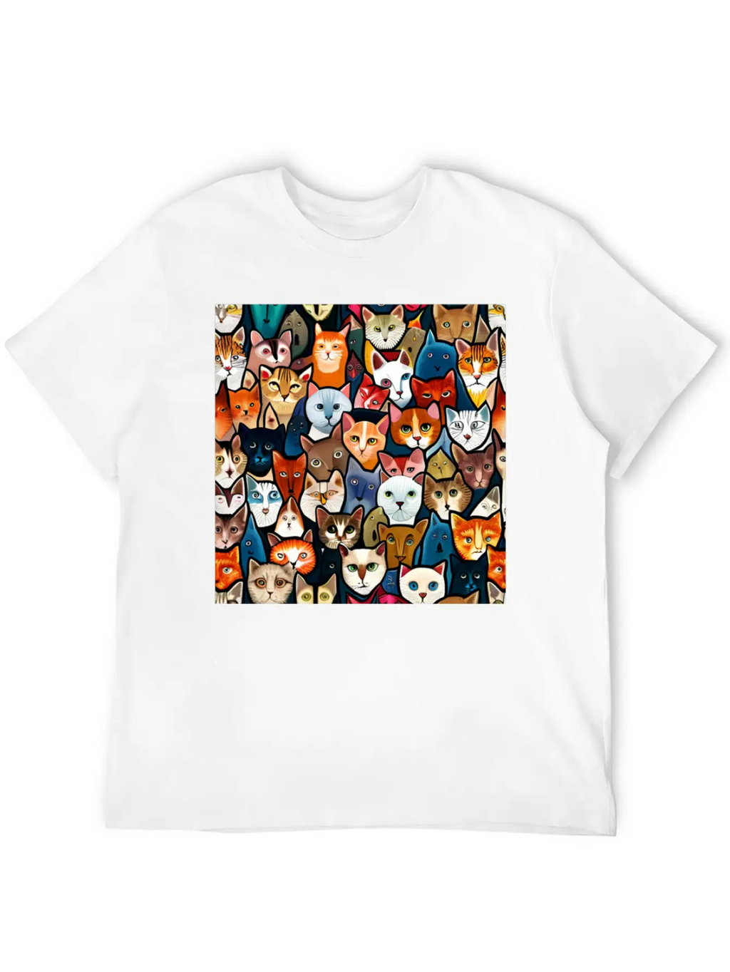 Cool Cat Collage Unisex Casual T-Shirt – Clean Design For Daily Comfort