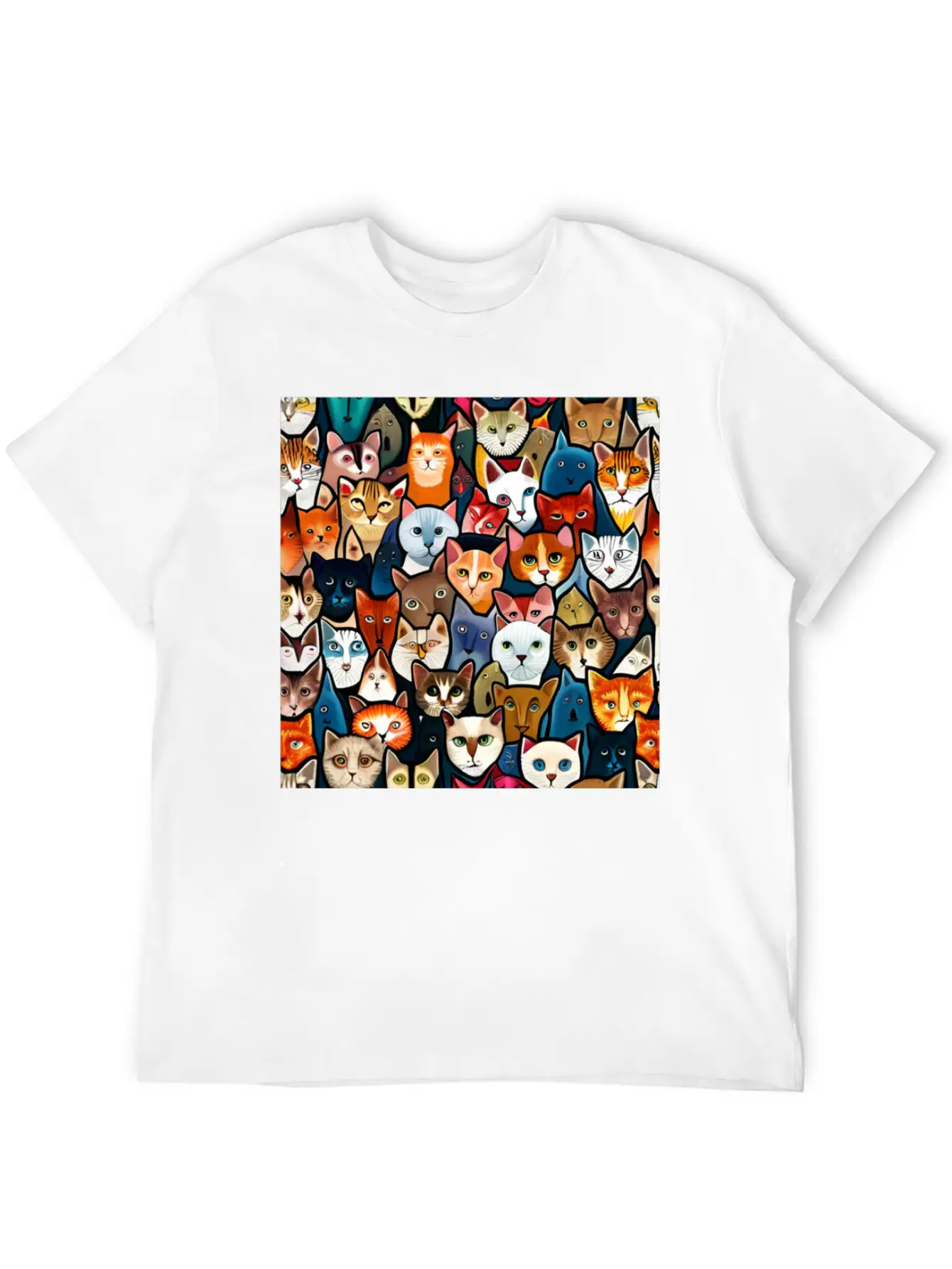 Cool Cat Collage Unisex Casual T-Shirt – Clean Design For Daily Comfort