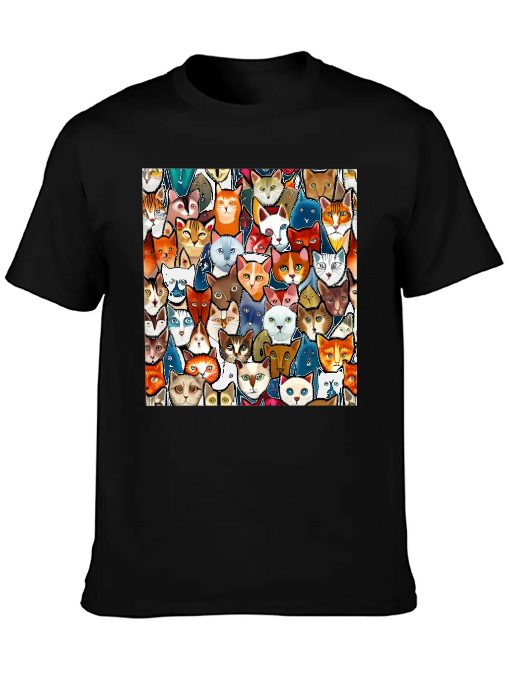 Cool Cat Collage Unisex Casual T-Shirt – Clean Design For Daily Comfort