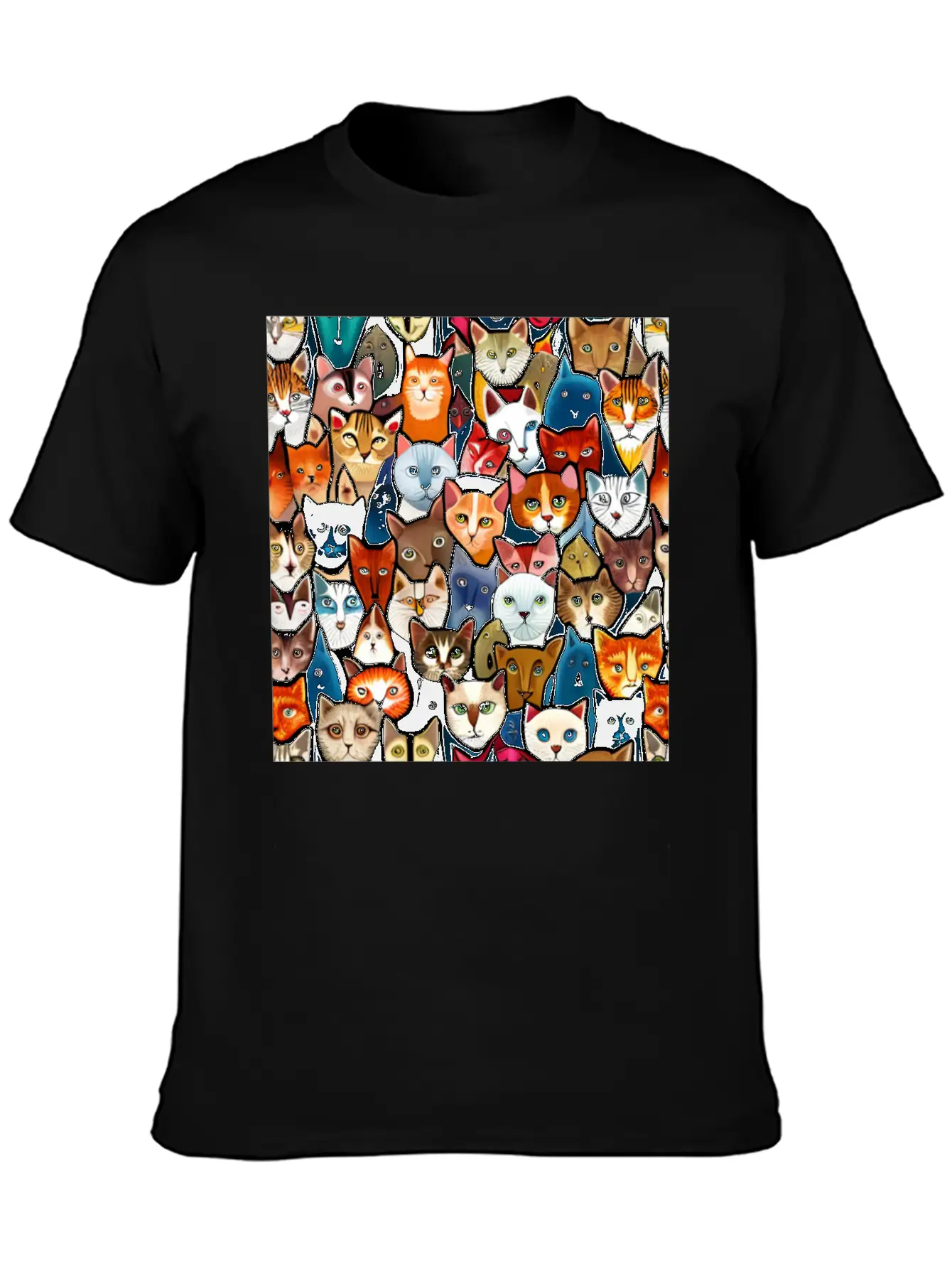Cool Cat Collage Unisex Casual T-Shirt – Clean Design For Daily Comfort
