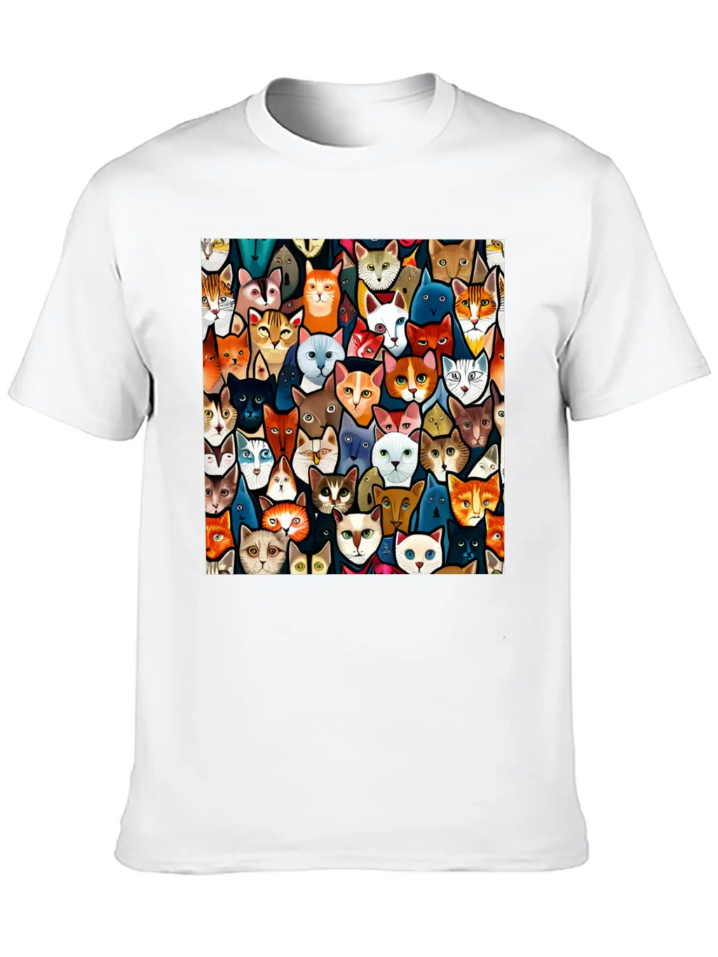 Cool Cat Collage Unisex Casual T-Shirt – Clean Design For Daily Comfort