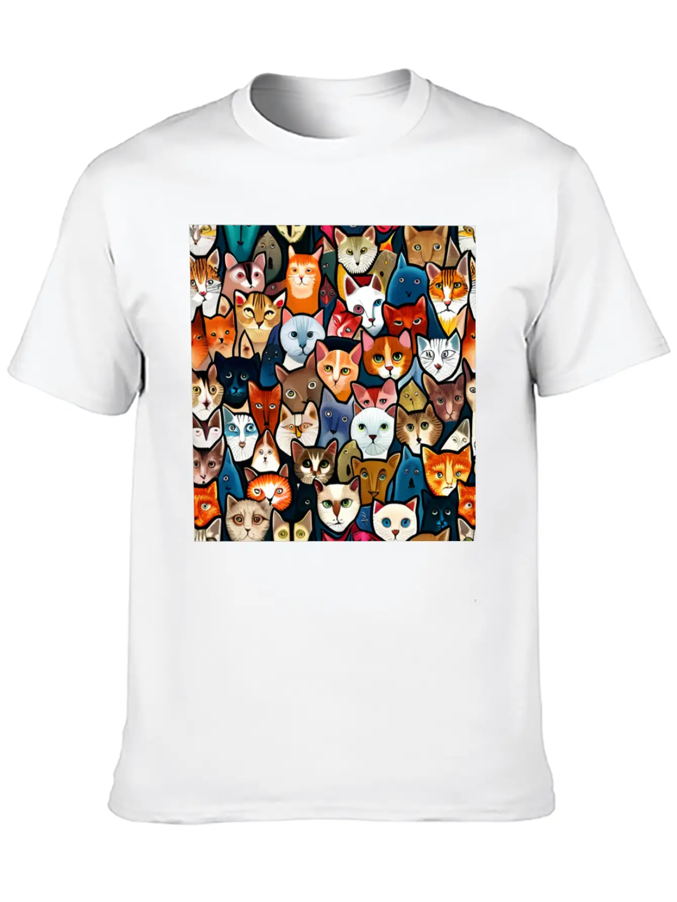Cool Cat Collage Unisex Casual T-Shirt – Clean Design For Daily Comfort