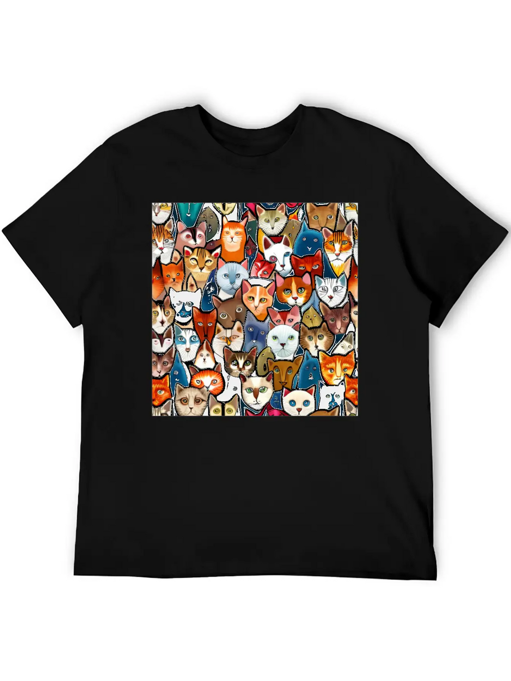 Cool Cat Collage Unisex Casual T-Shirt – Clean Design For Daily Comfort