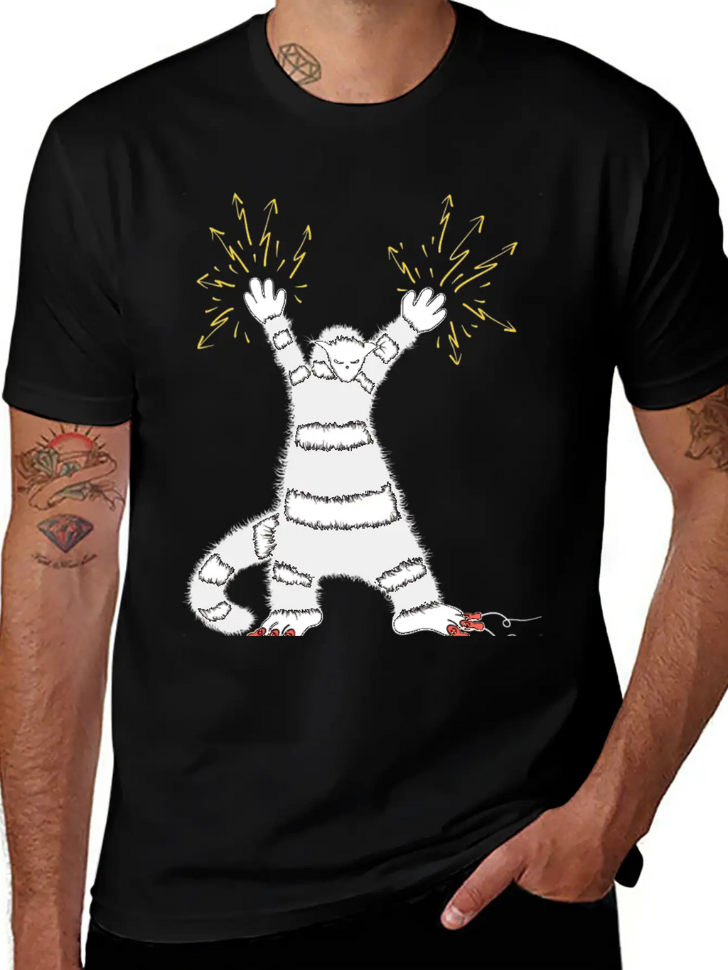 Cool Cute Weird Electro Cat Character Classic Cotton Tee – Unisex Comfort For Any Season