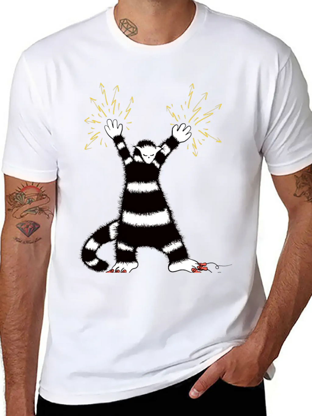 Cool Cute Weird Electro Cat Character Classic Cotton Tee – Unisex Comfort For Any Season
