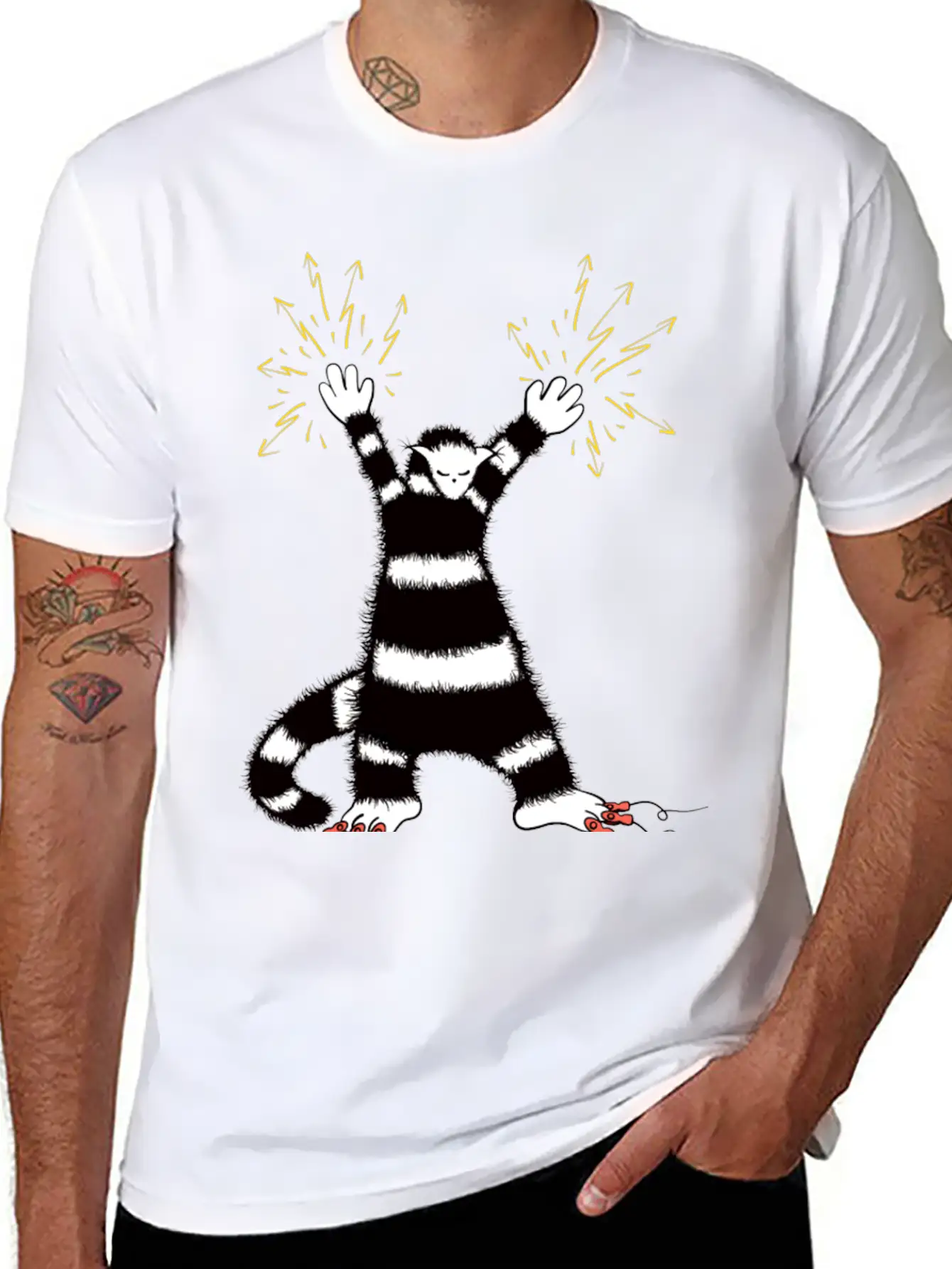 Cool Cute Weird Electro Cat Character Classic Cotton Tee – Unisex Comfort For Any Season