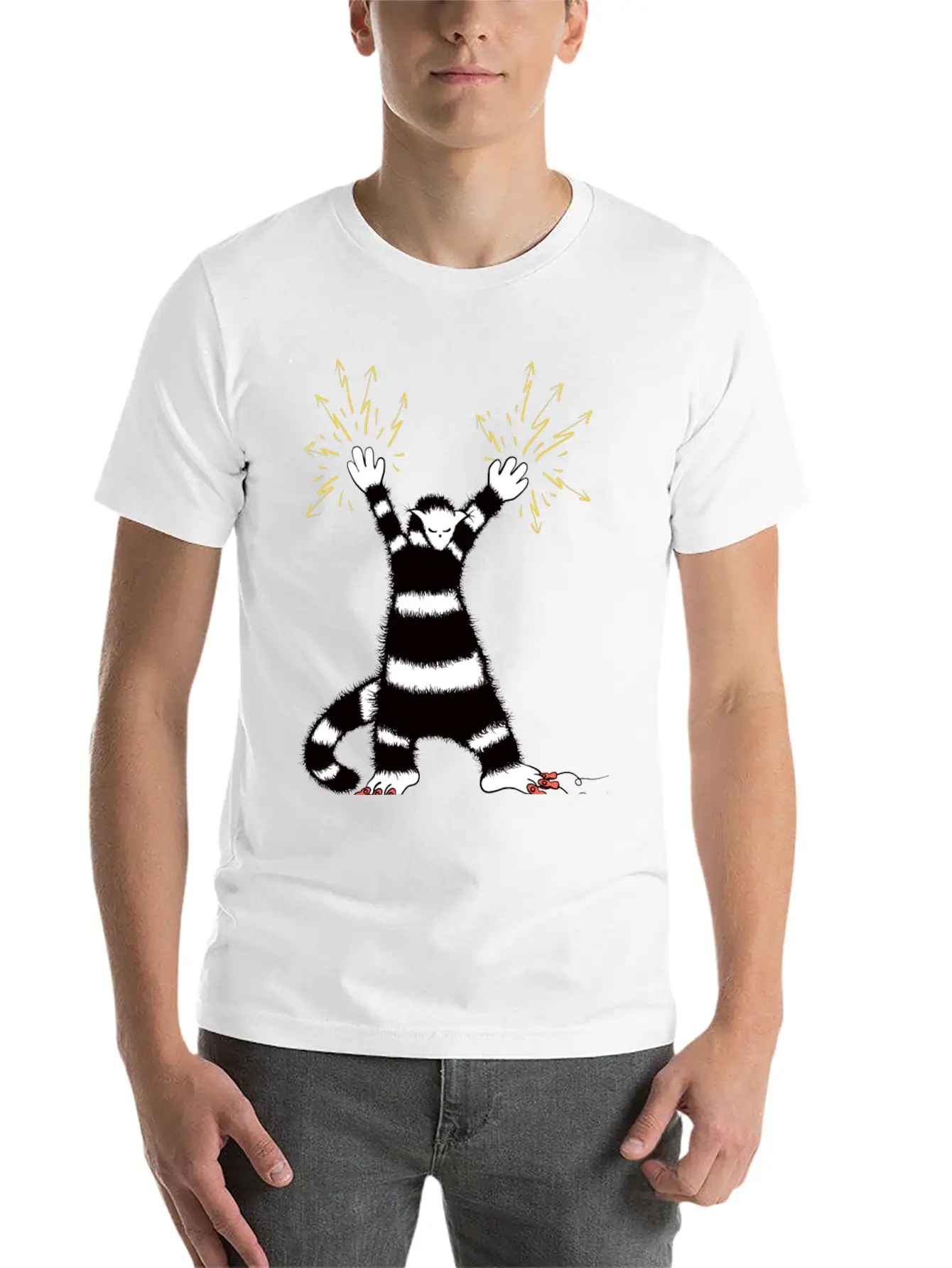 Cool Cute Weird Electro Cat Character Classic Cotton Tee – Unisex Comfort For Any Season
