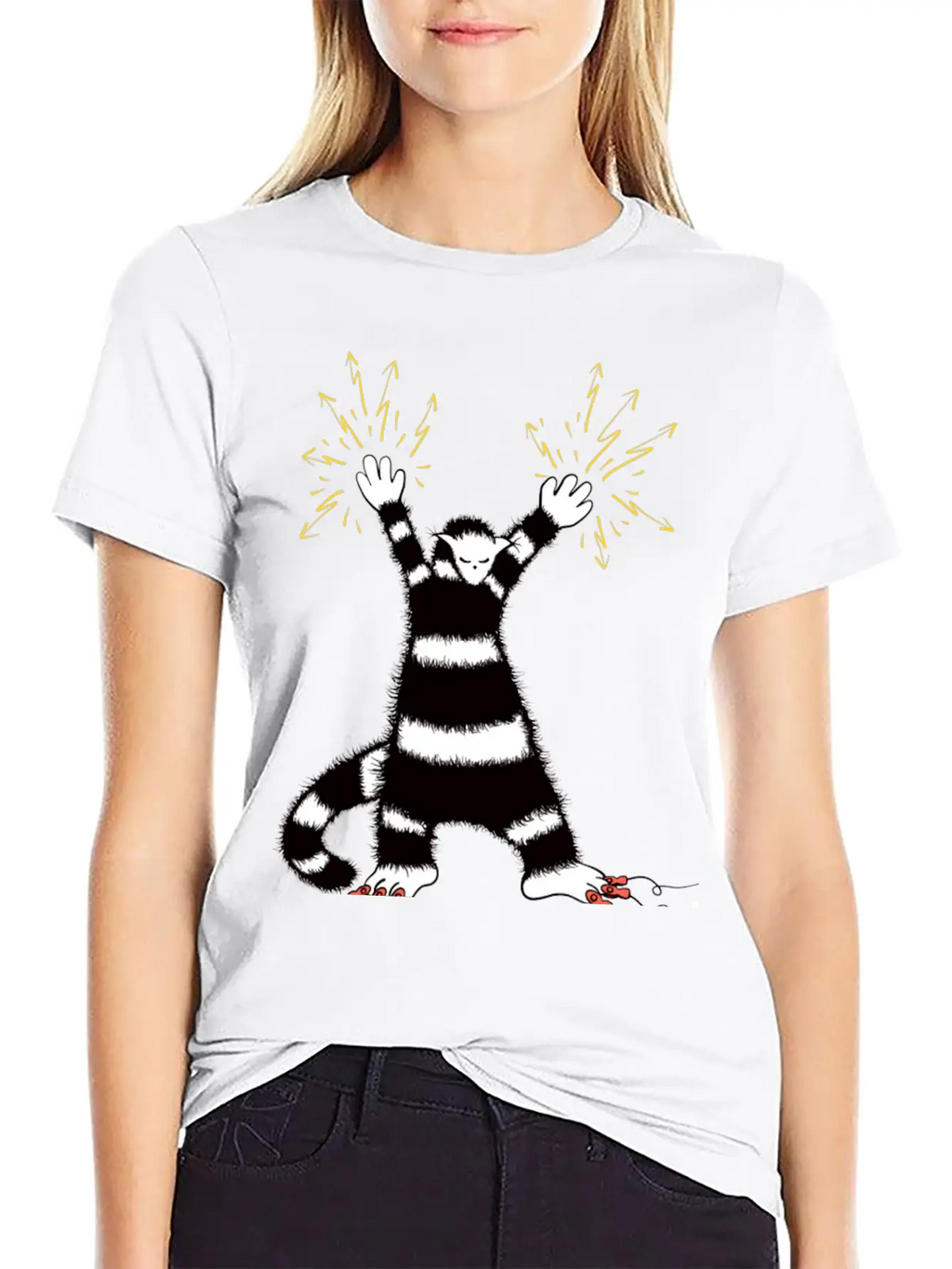Cool Cute Weird Electro Cat Character Classic Cotton Tee – Unisex Comfort For Any Season