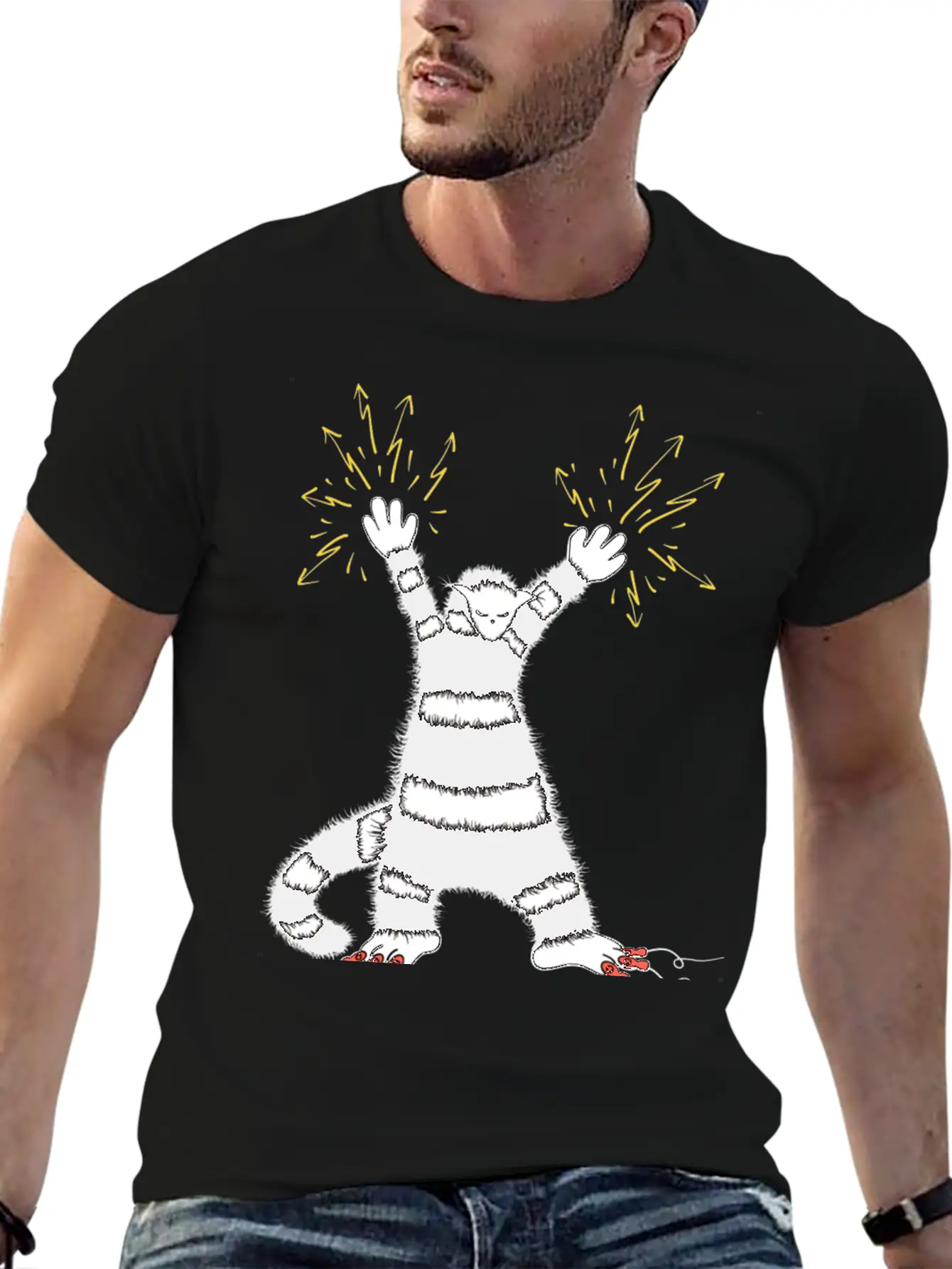 Cool Cute Weird Electro Cat Character Classic Cotton Tee – Unisex Comfort For Any Season