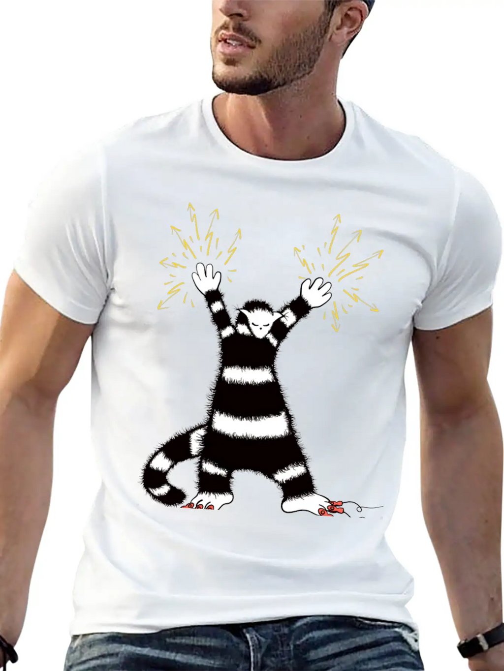 Cool Cute Weird Electro Cat Character Classic Cotton Tee – Unisex Comfort For Any Season